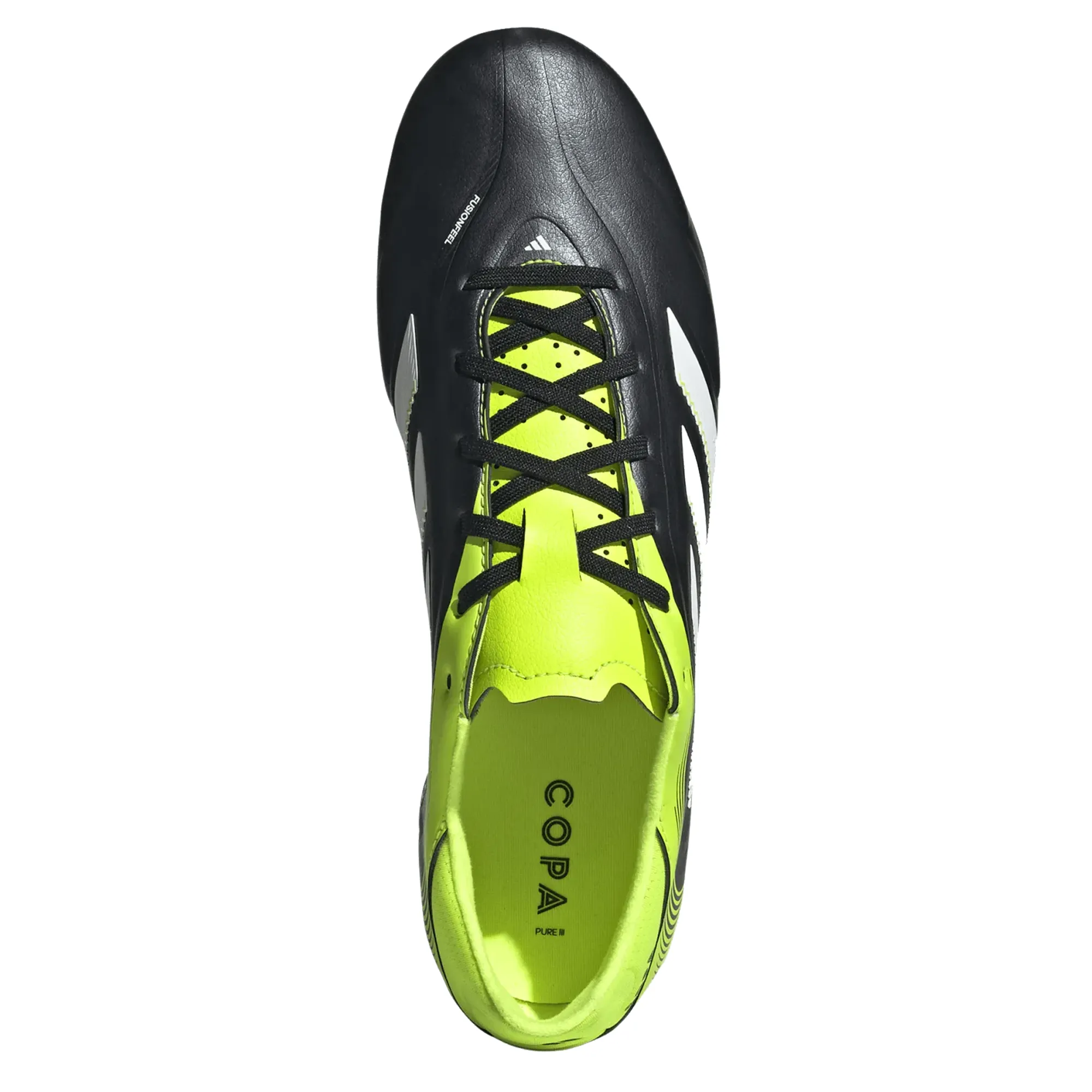Turning Agility Enhanced Control adidas Copa Pure III League FG/MG Soccer Cleats (Black/Lucid Lemon)