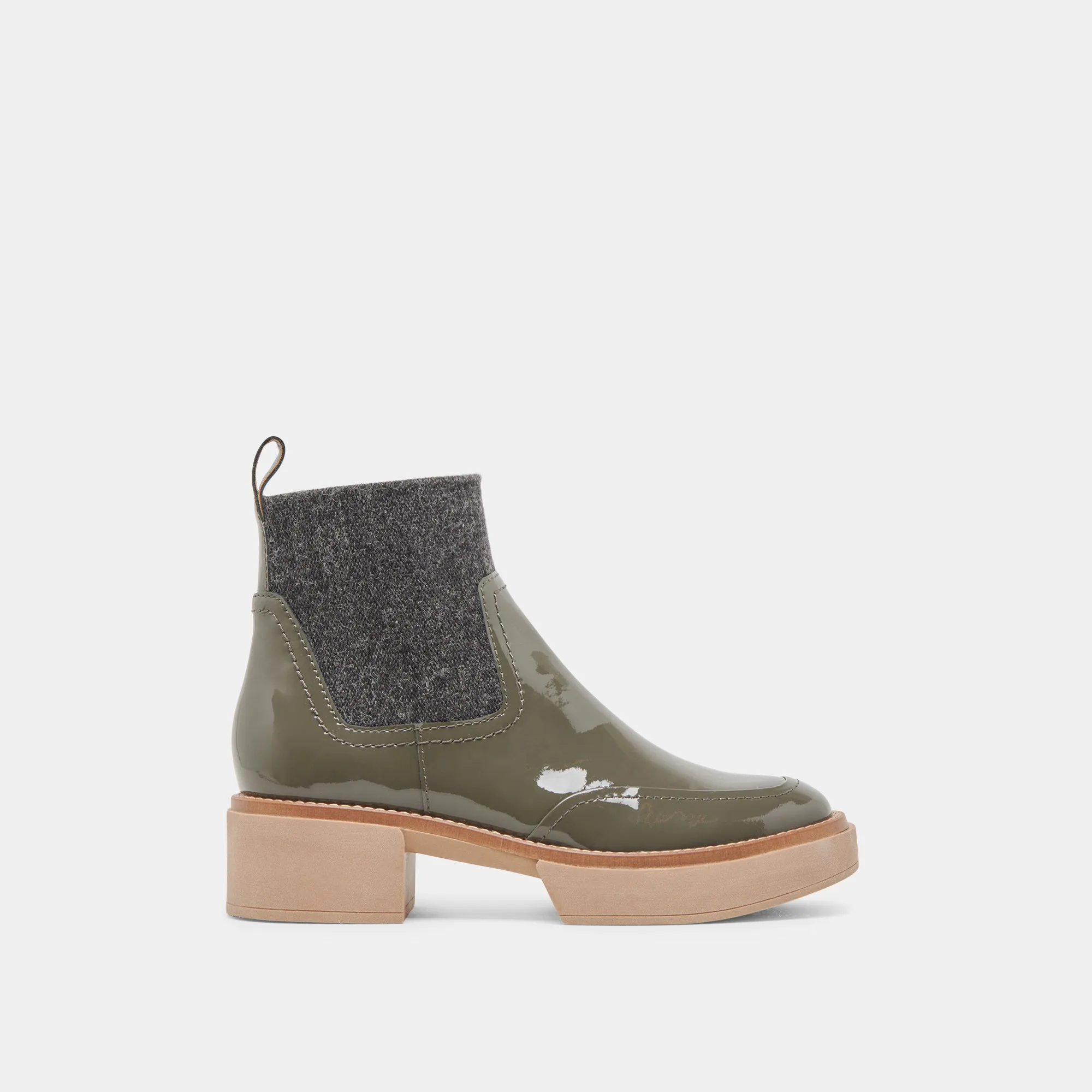 SALINE H2O BOOTIES DARK OLIVE CRINKLE PATENT Support Foot Work Function