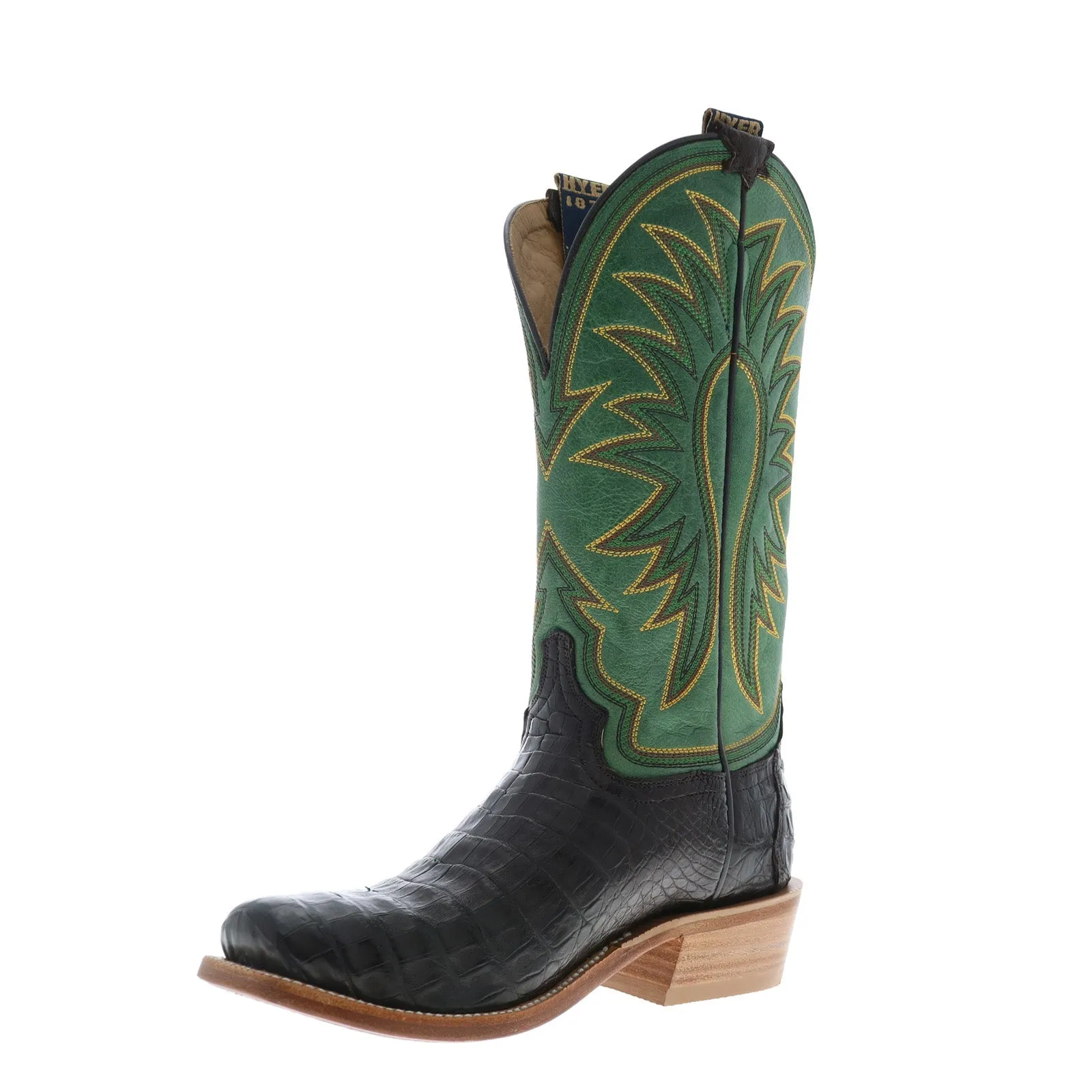 Hyer Spearville 13" HM12006 Mens Brown Caiman Leather Western Cowboy Boots Comfortable Comfy Cushion