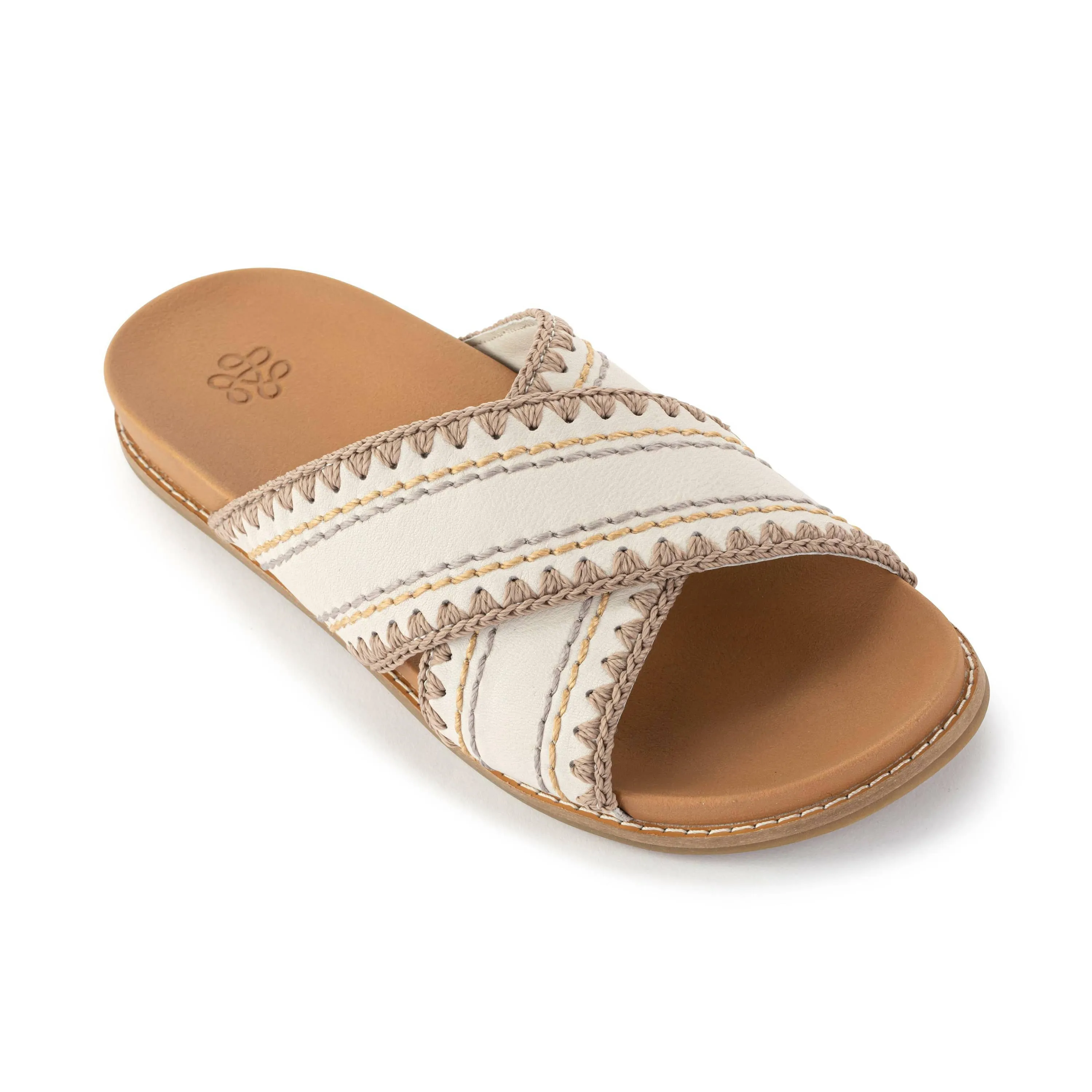 Penelope Sandal - Leather - Stone Neutral Seminyak Fur Trim Bold Tone