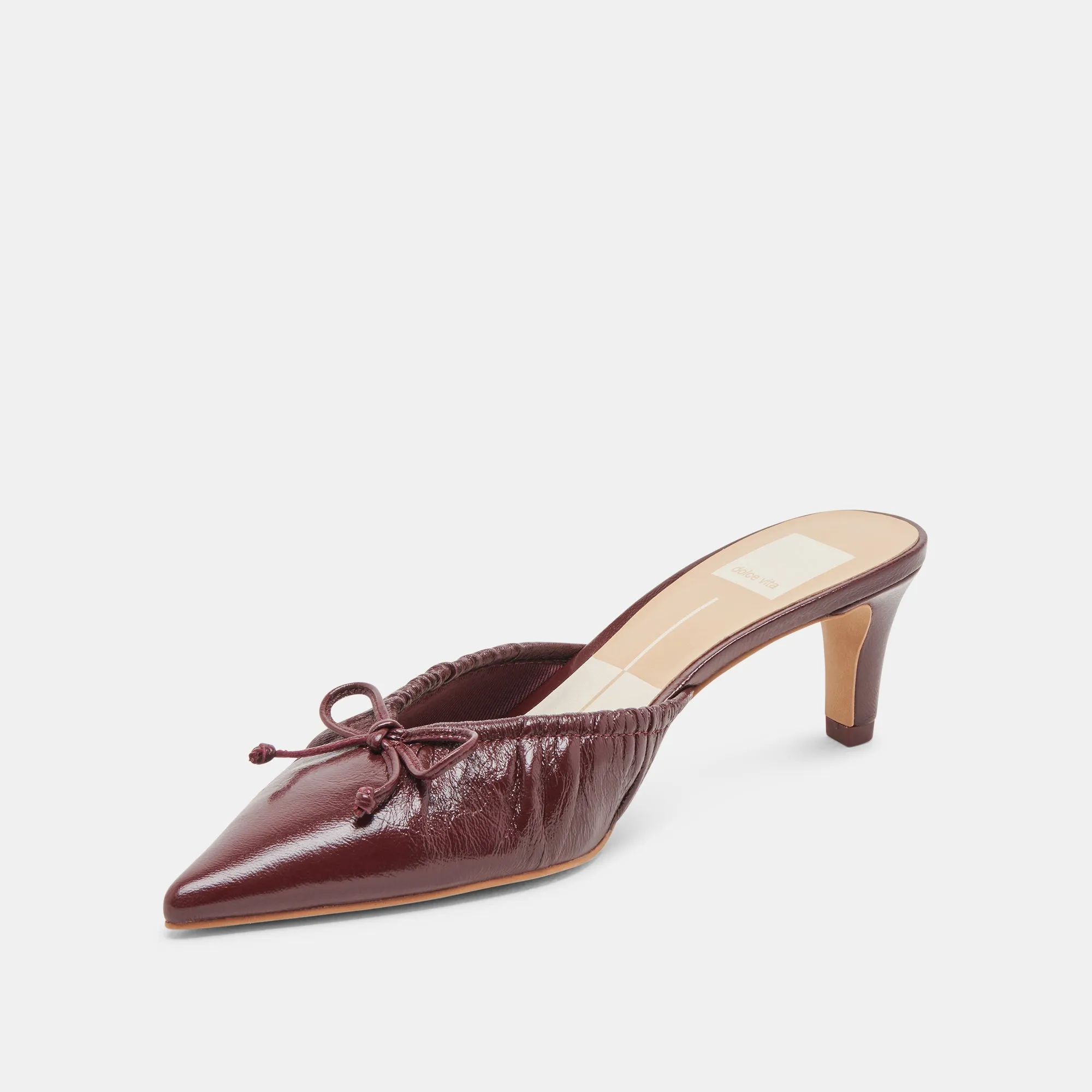 KAIRI MID HEELS CRANBERRY CRINKLE PATENT Slip On Design