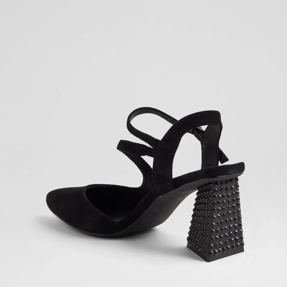 DJANGO & JULIETTE LAHTI BLACK SUEDE Comfortable fit Wedding Heels for Bridesmaids