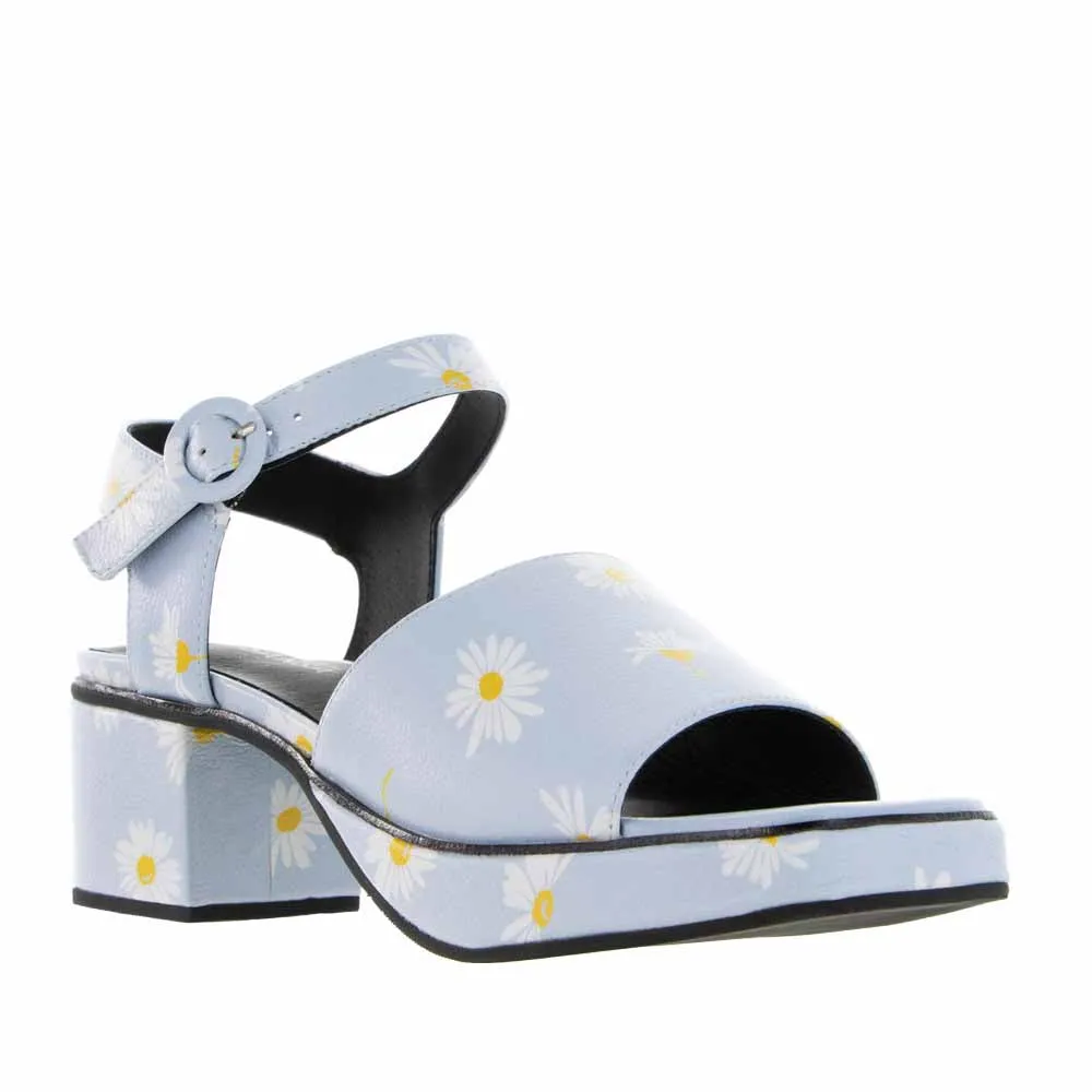 LE SANSA RYALAY SKY BLUE FLORAL Suede Heels