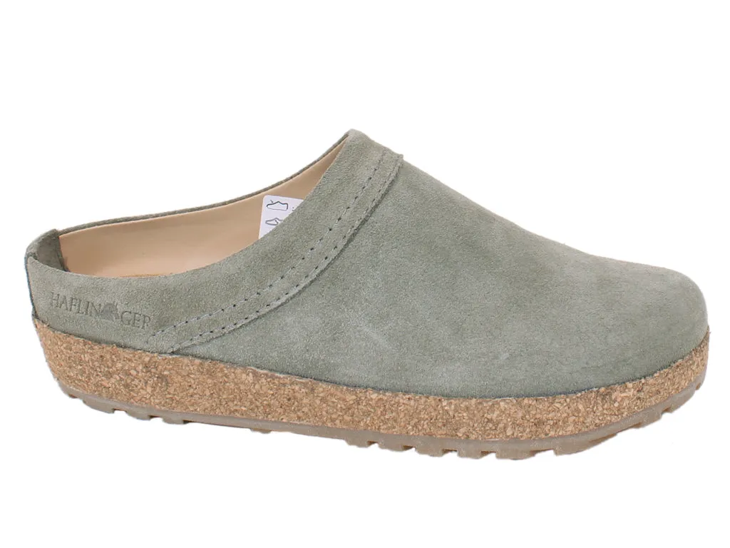 Haflinger Leather Clogs Malmo Khaki Street Mood Canvas Cool