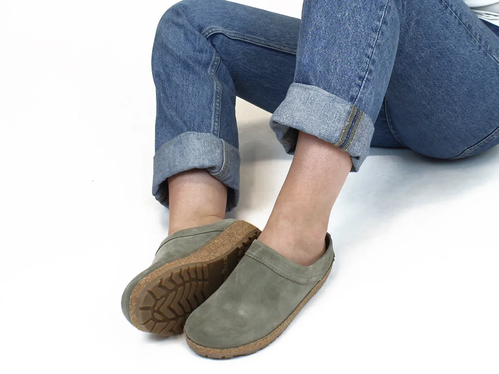 Comfortable Comfort Step Haflinger Leather Clogs Malmo Khaki