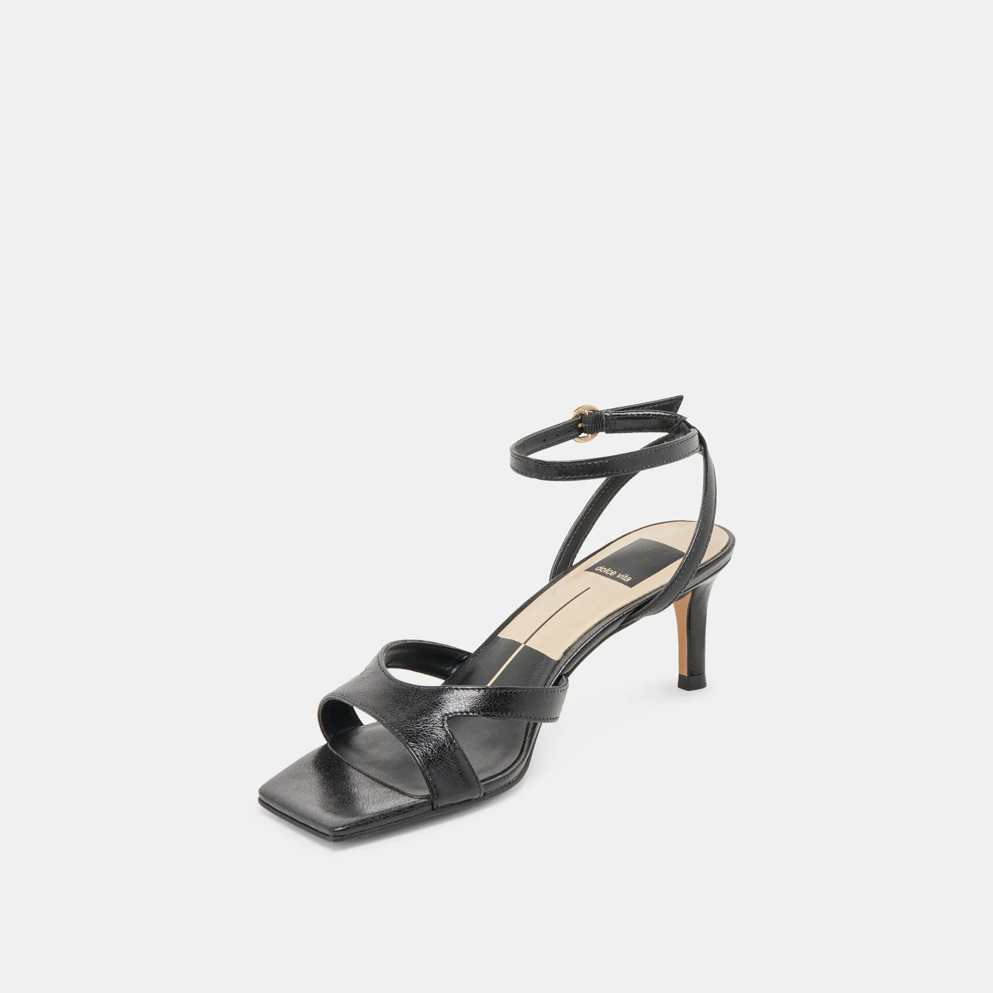 Bridal Footwear with Style Anti Odor Feature BECKI WIDE HEELS MIDNIGHT CRINKLE PATENT