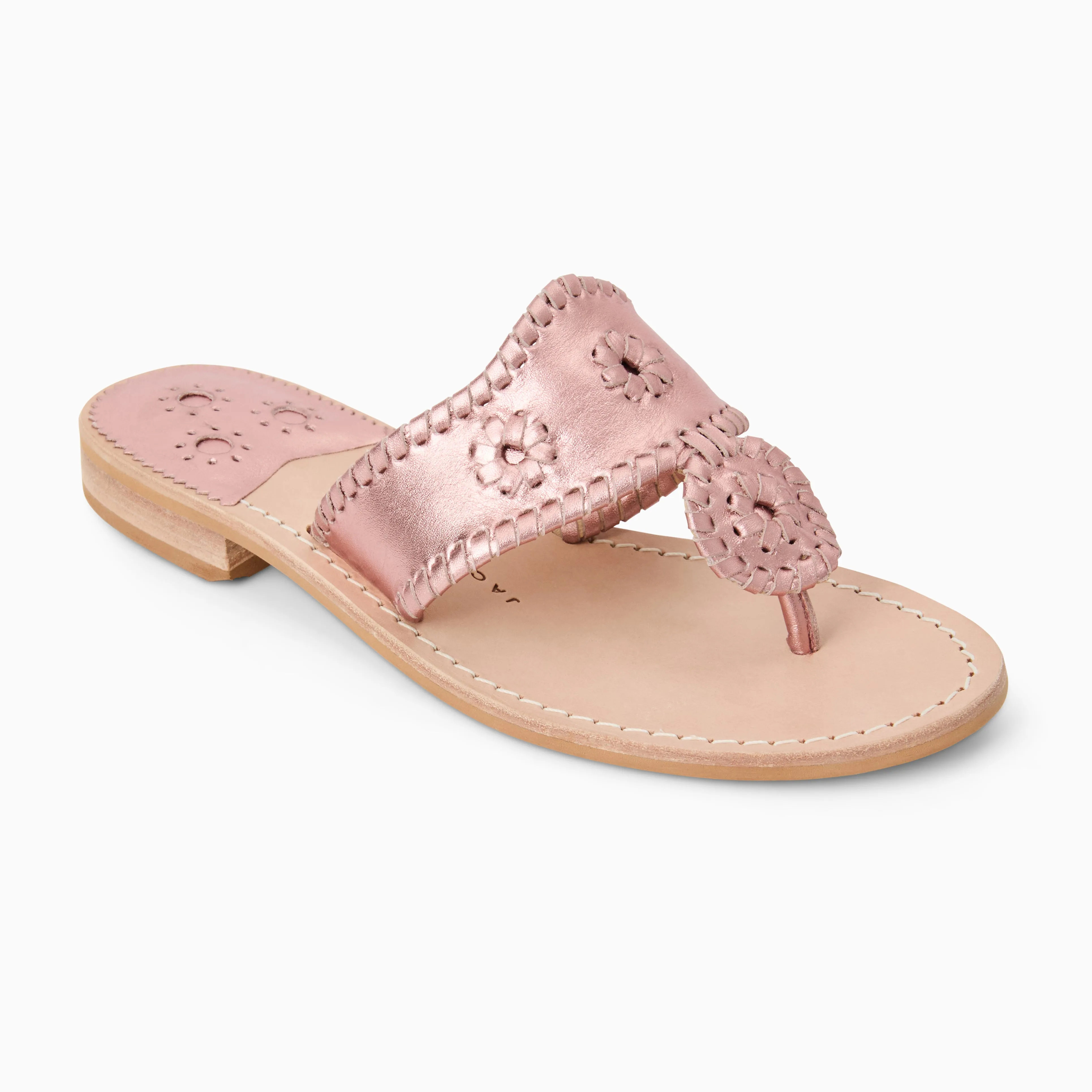 Ocean Walk Dance Mode Jacks Metallic Leather Flat Sandal