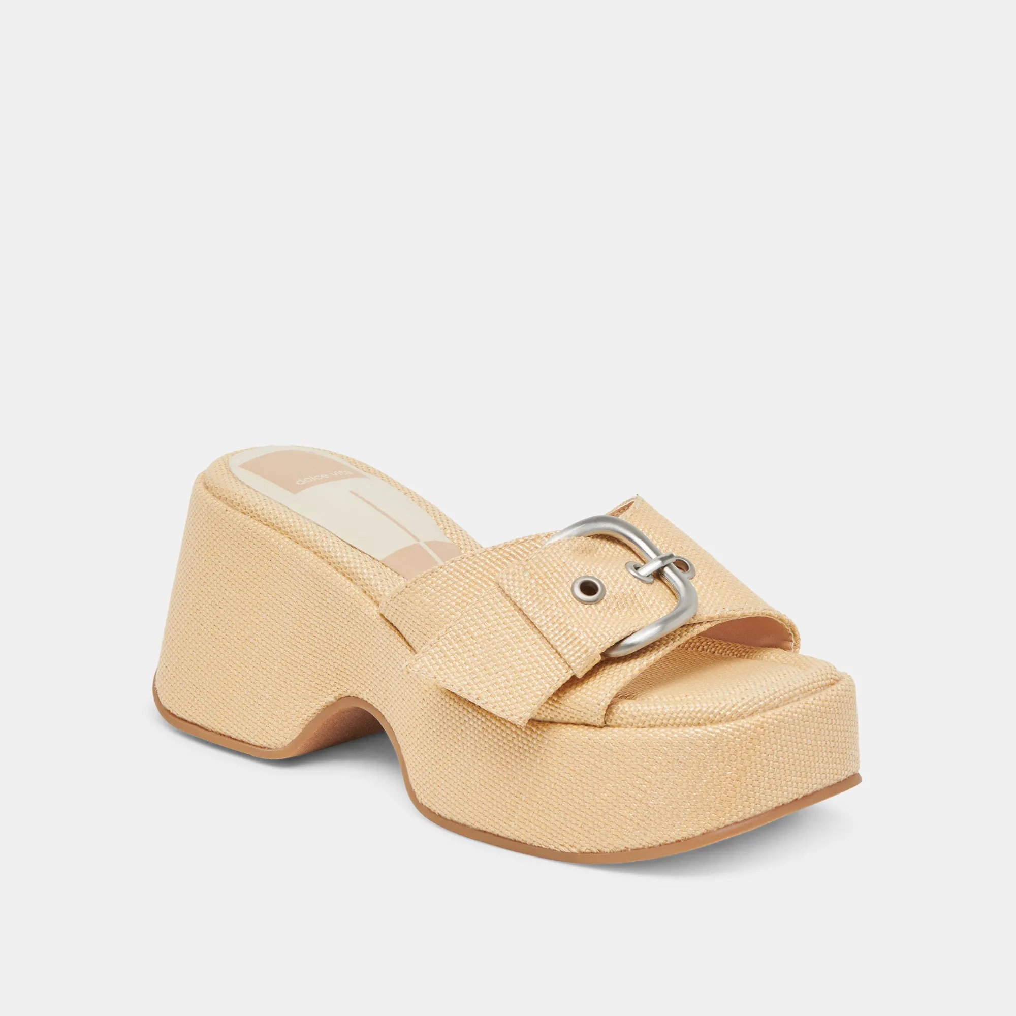GISEL HEELS LT NATURAL WOVEN RAFFIA Soft Insole