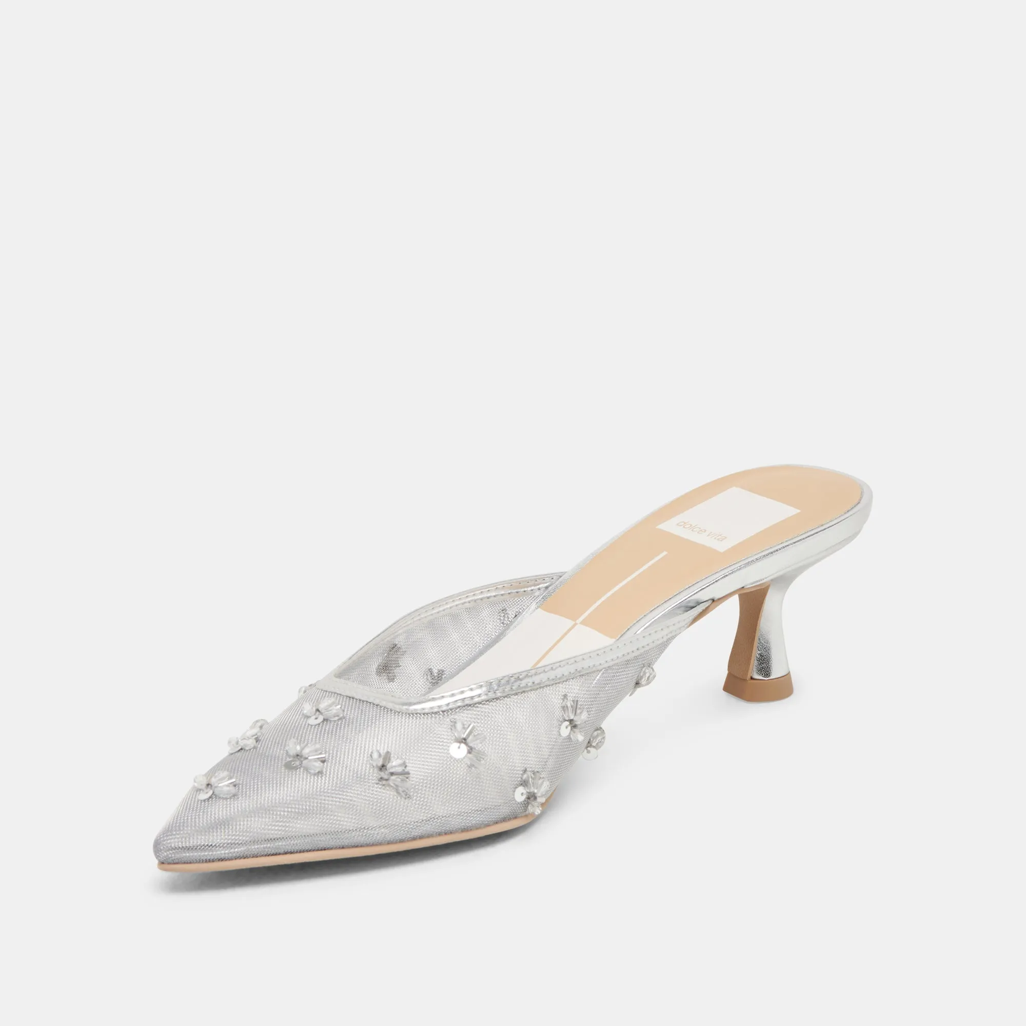 CLARA HEELS SILVER MESH Vintage Stiletto Shoes