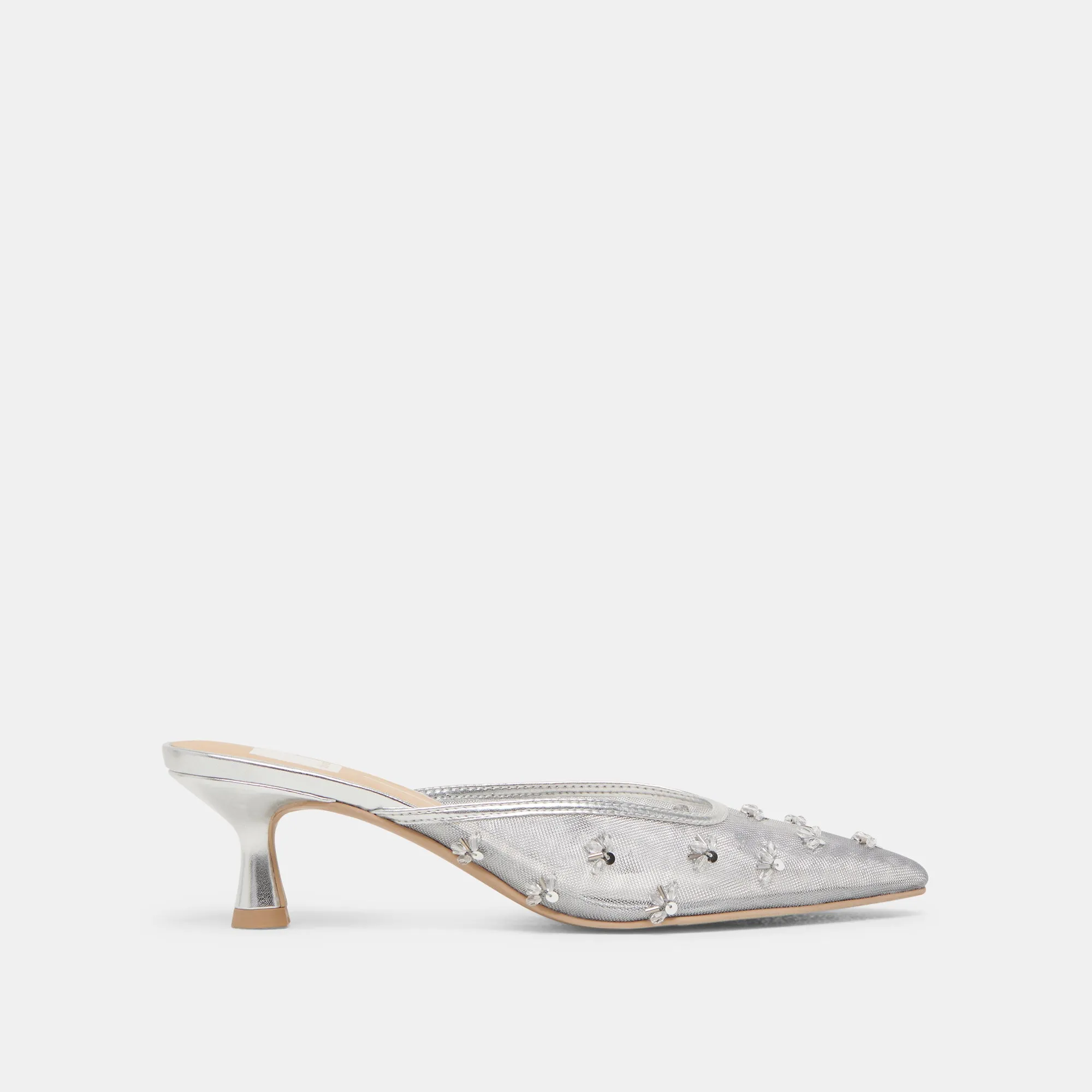 CLARA HEELS SILVER MESH Comfortable Heel