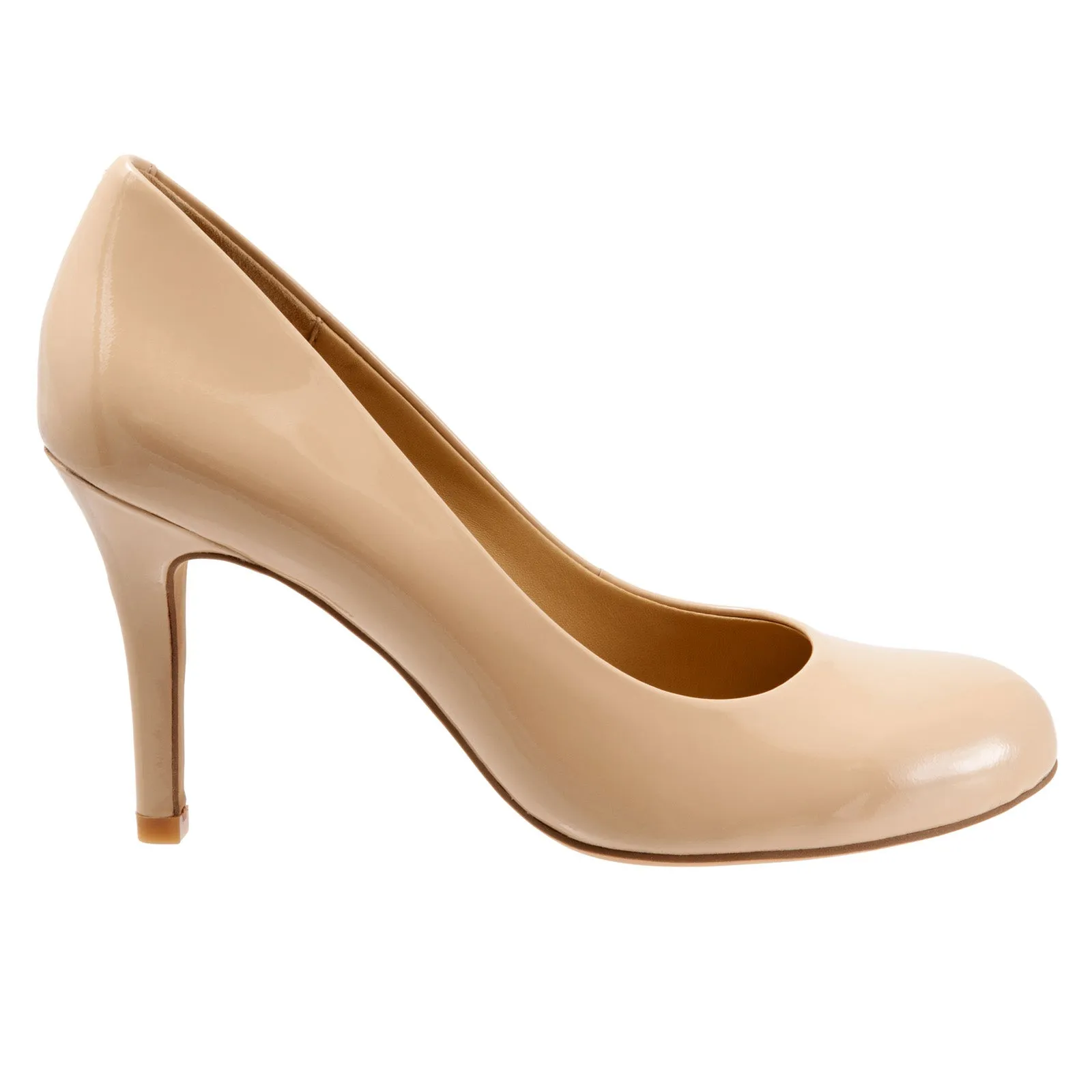 Trotters Gigi T1505-130 Womens Beige Narrow Leather Pumps Heels Shoes Designer Wedding Shoes Chunky Wedge Heels