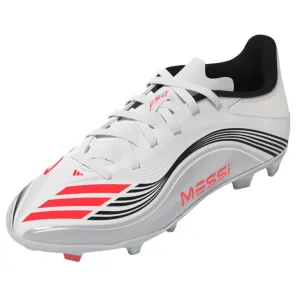adidas Youth F50 Messi League FG/MG Junior Soccer Cleats (White/Lucid Red/Silver Metallic) Pivot Control