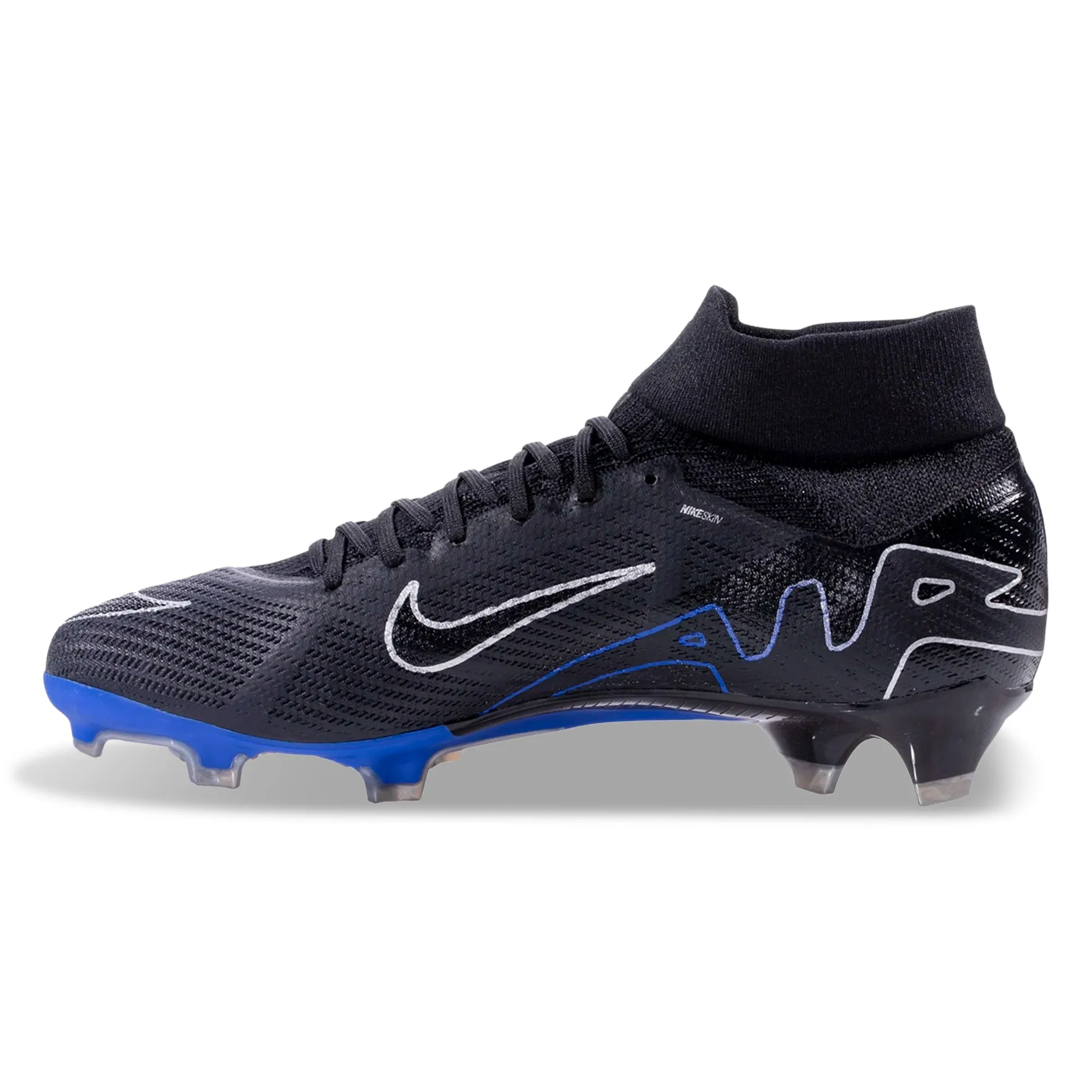 Shooting Practice Course Reaction Nike Zoom Superfly 9 Pro Firm Ground Soccer Cleats (Black/Chrome-Hyper Royal)