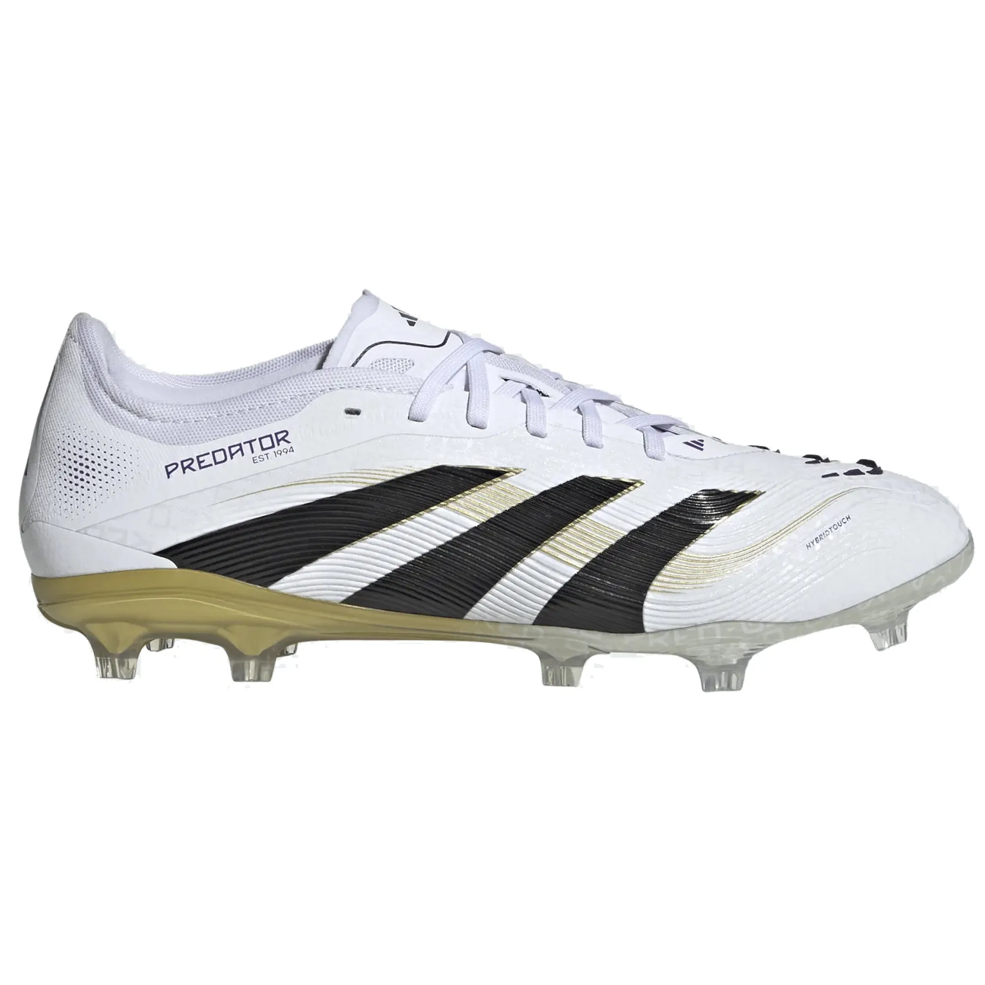 Reduced Weight Adult League adidas Predator Pro Firm Ground Soccer Cleats (White/Black/Gold Metallic)