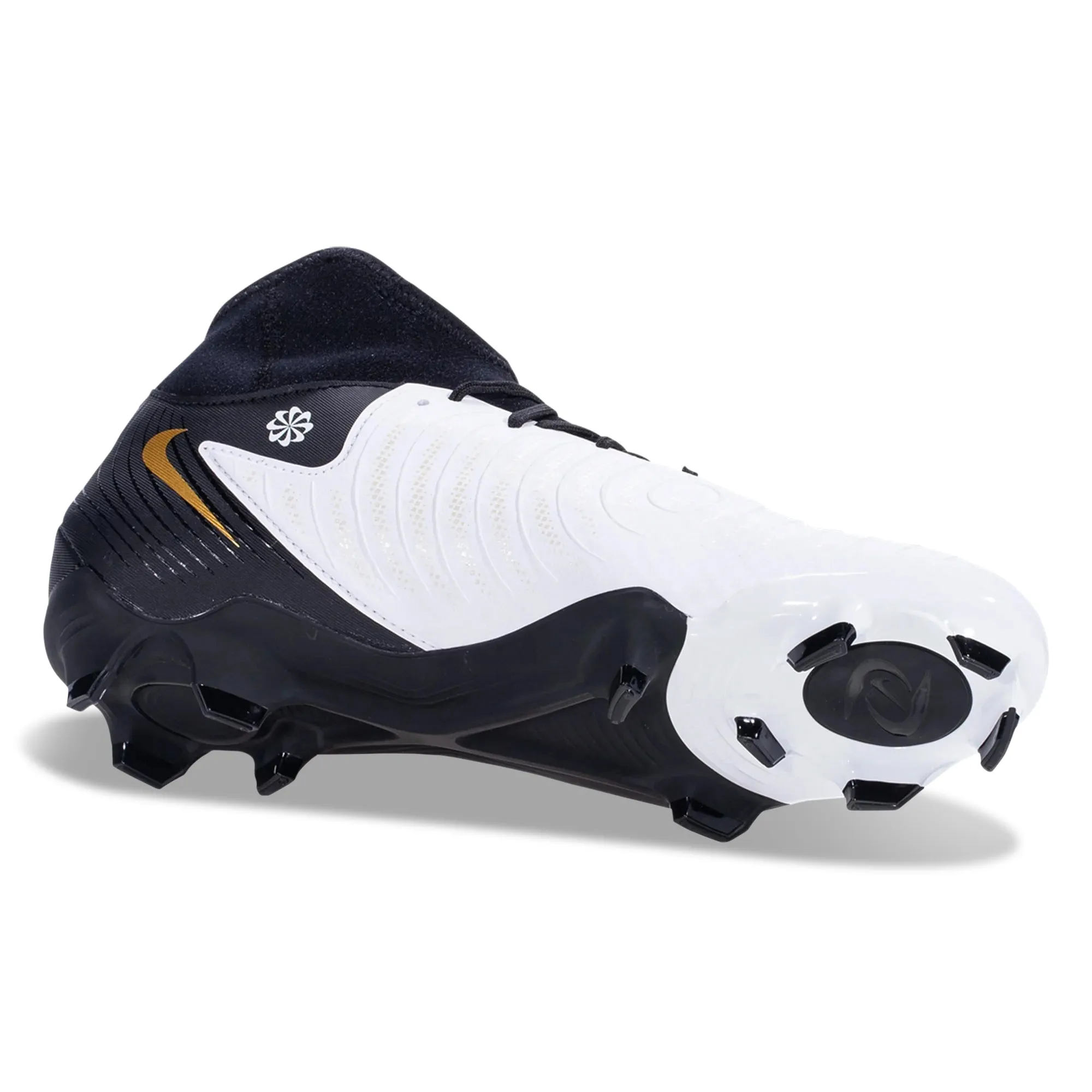 Nike Phantom Luna II Academy FG/MG Soccer Cleats (White/Black-Metallic Gold Coin) Padded Heel High Speed