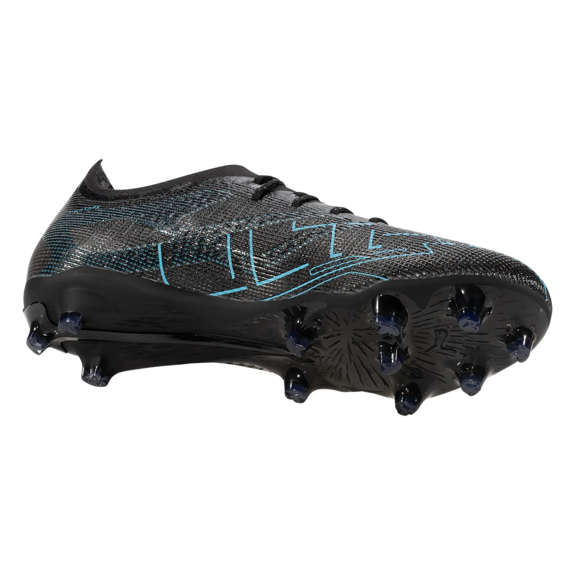 Puma Ultra 5 Pro FG/AG Soccer Cleats (Black/Silver/Bright Aqua) Anti-Clog Firm Ground