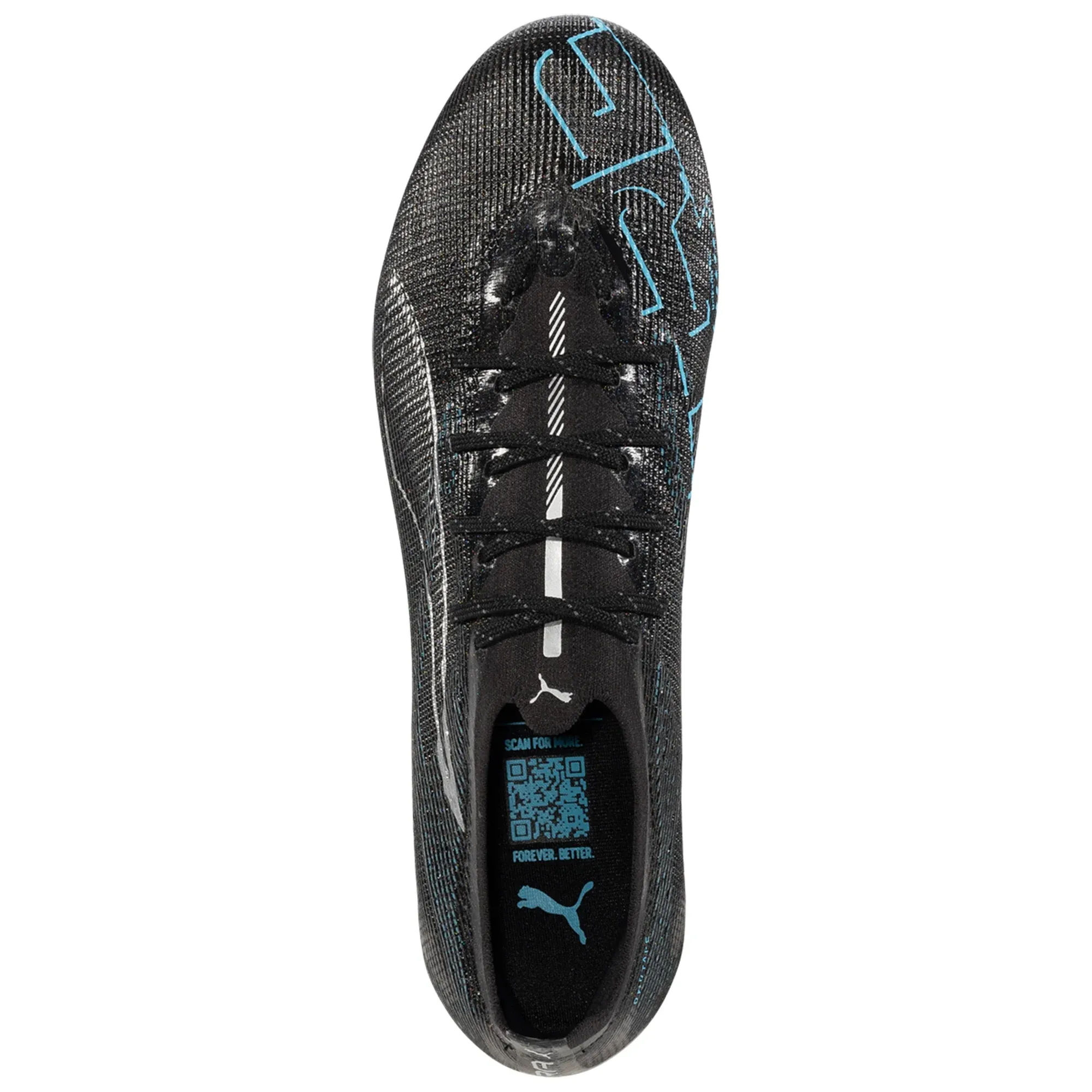 Puma Ultra 5 Pro FG/AG Soccer Cleats (Black/Silver/Bright Aqua) Adult fit