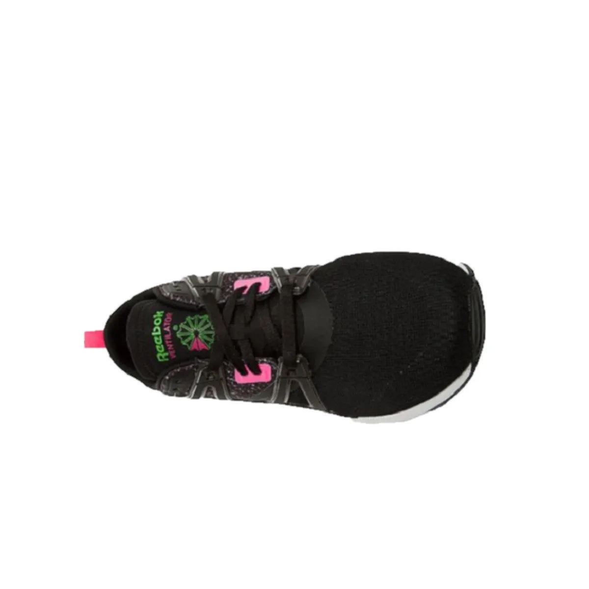 Stretchable REEBOK V63497 VENTILATOR ADAPT GRAPHIC MN'S (Medium) Black/Green/Pink Mesh/Leather Running Shoes