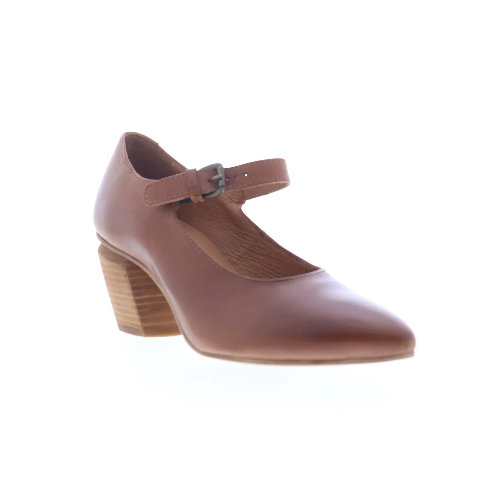 Miz Mooz Amara Womens Brown Leather Hook & Loop Pumps Heels Shoes Arch Cushioning