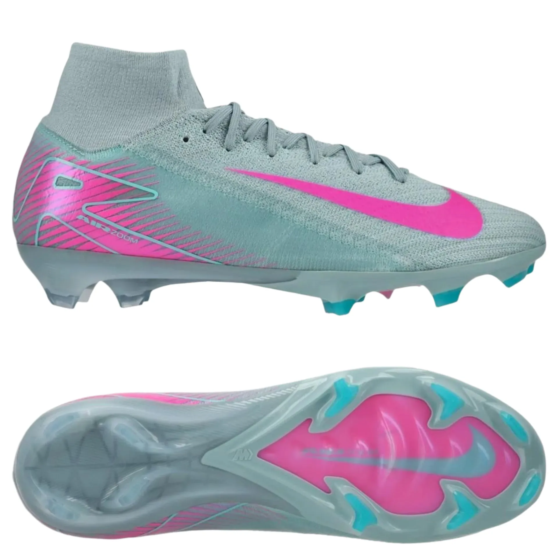Stiff Midsole Nike Zoom Superfly 10 Elite Firm Ground Soccer Cleats (Ocean Cube/Pink Blast)