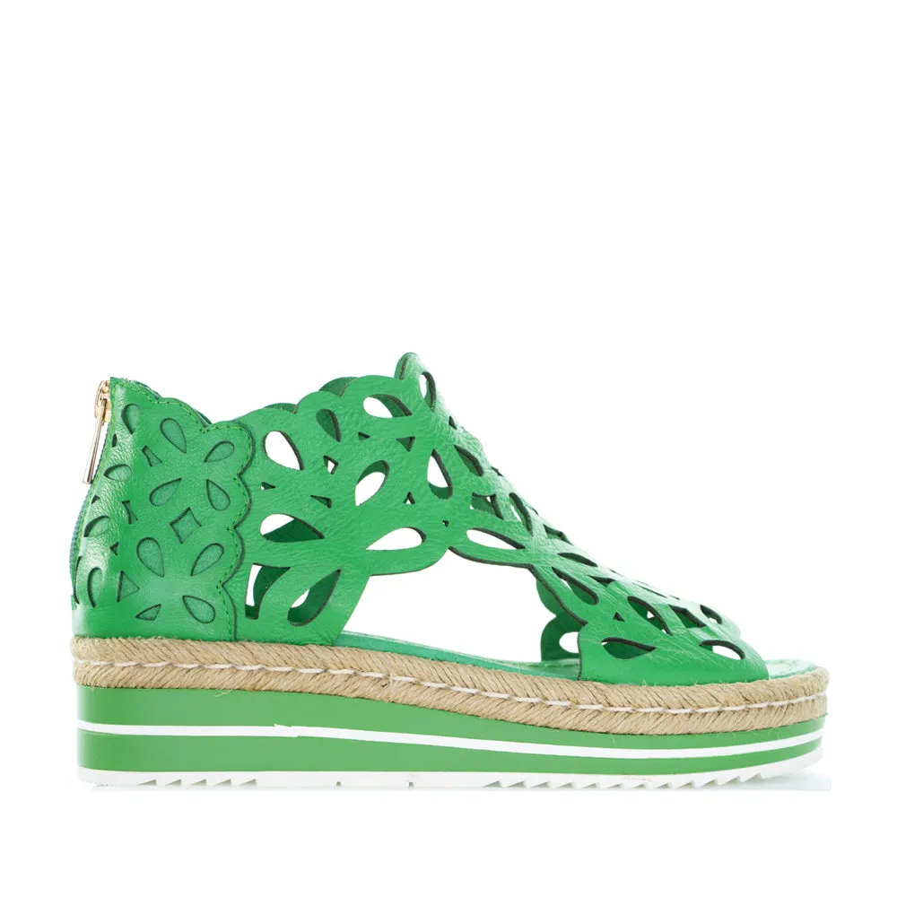 Open Back Heeled Sandals Daytime Heels DJANGO & JULIETTE ADELY BRIGHT EMERALD