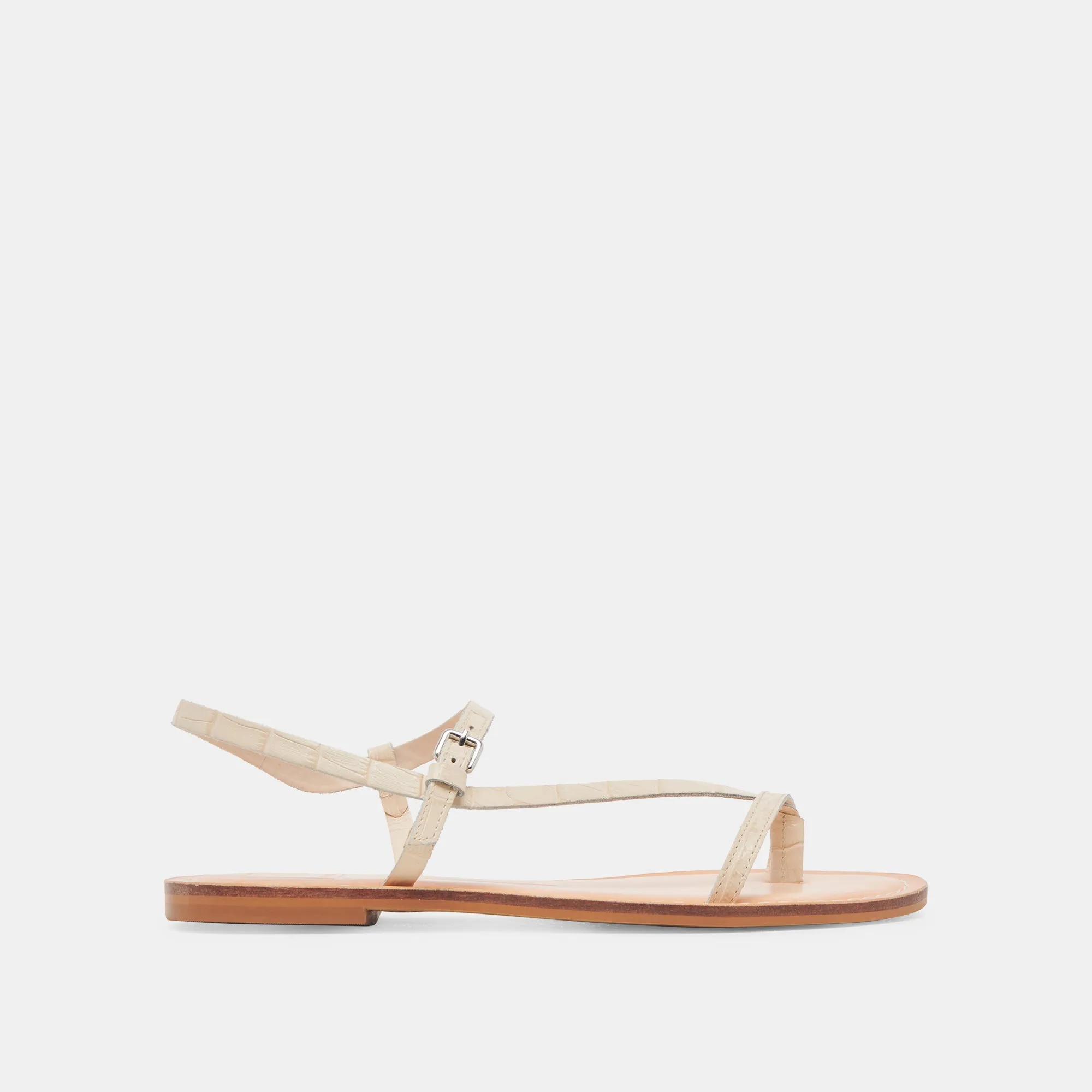 Balanced Design Metal Shine WANDRE SANDALS BONE EMBOSSED LEATHER