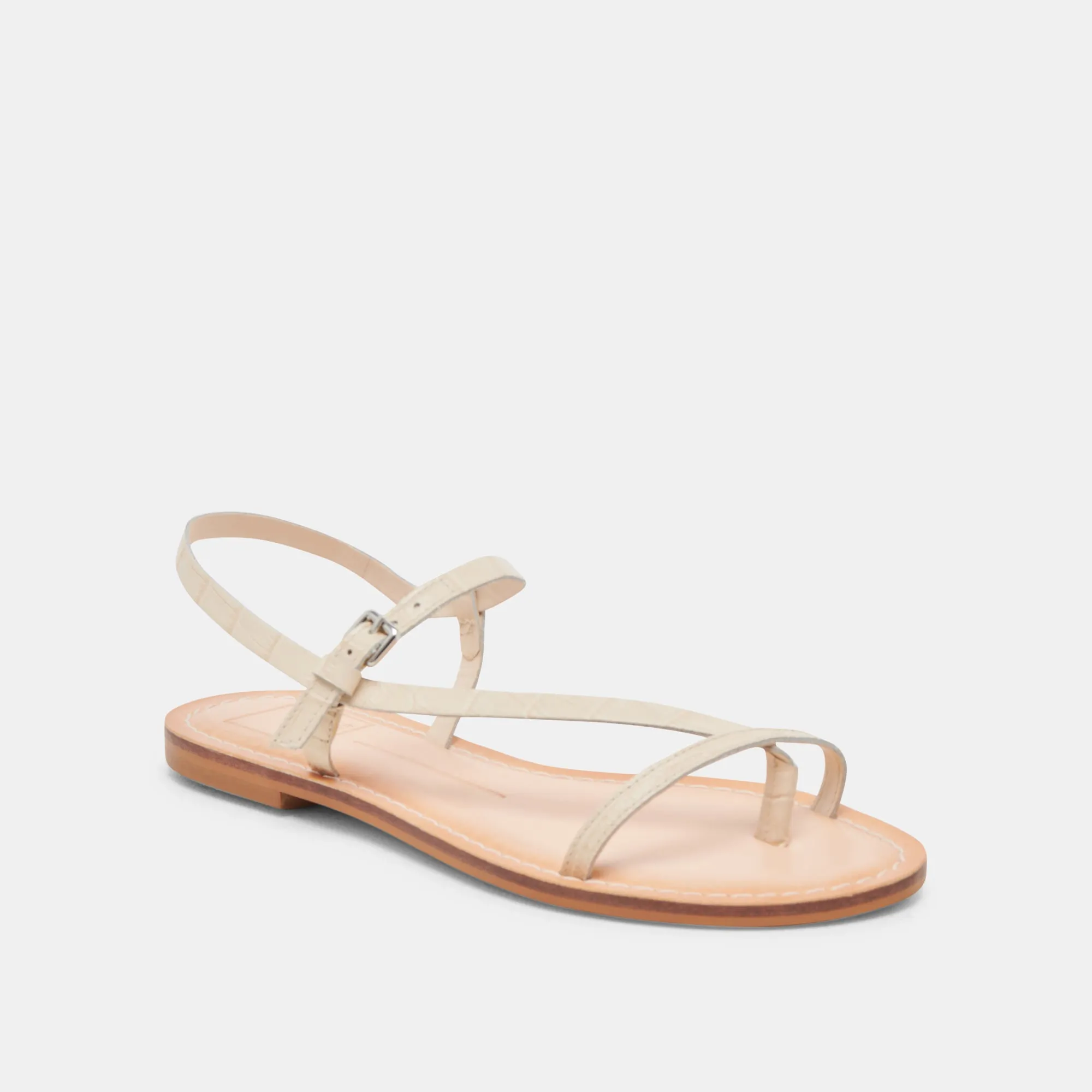 Island Time WANDRE SANDALS BONE EMBOSSED LEATHER