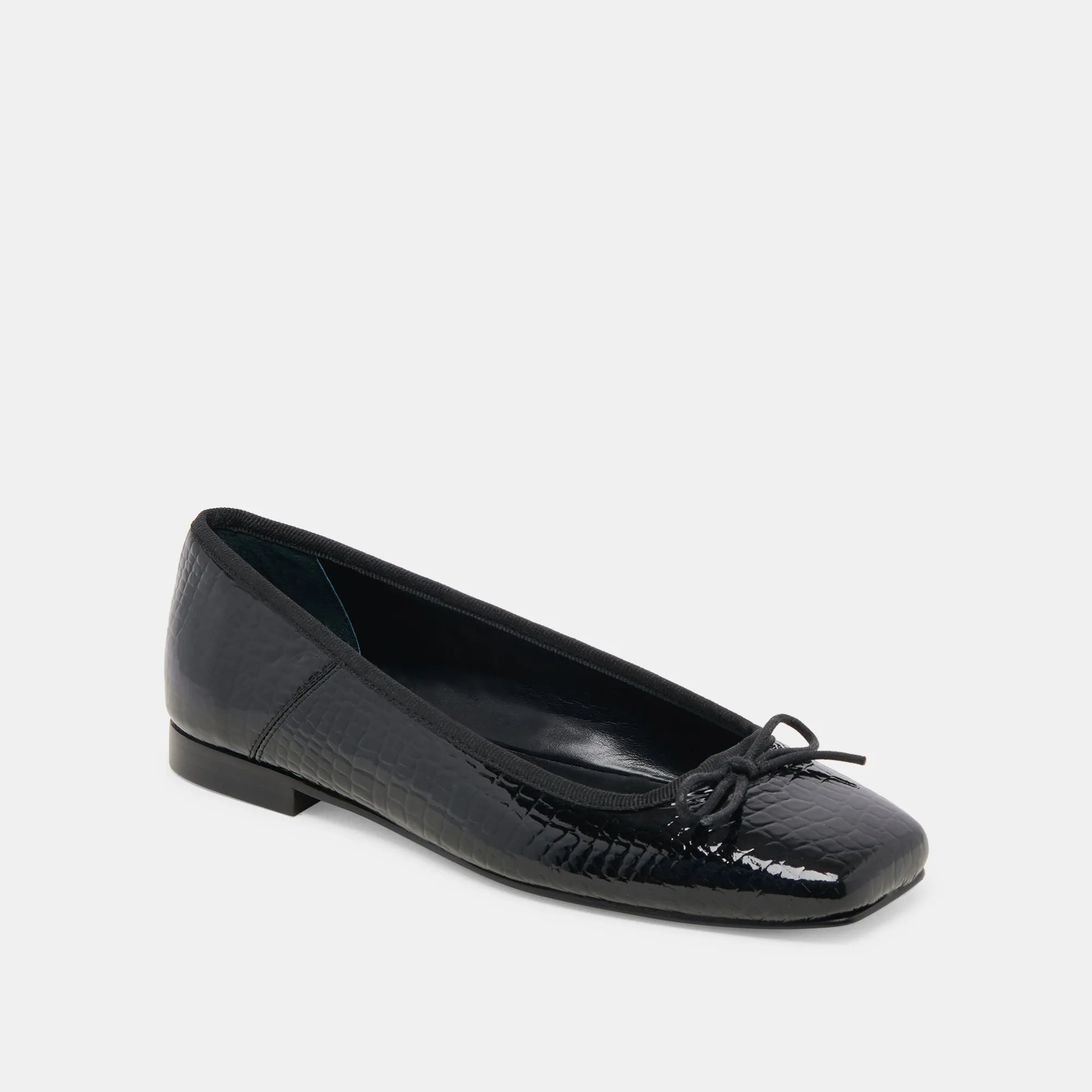 ANISA BALLET FLATS NOIR EMBOSSED LEATHER Urban View waterproof