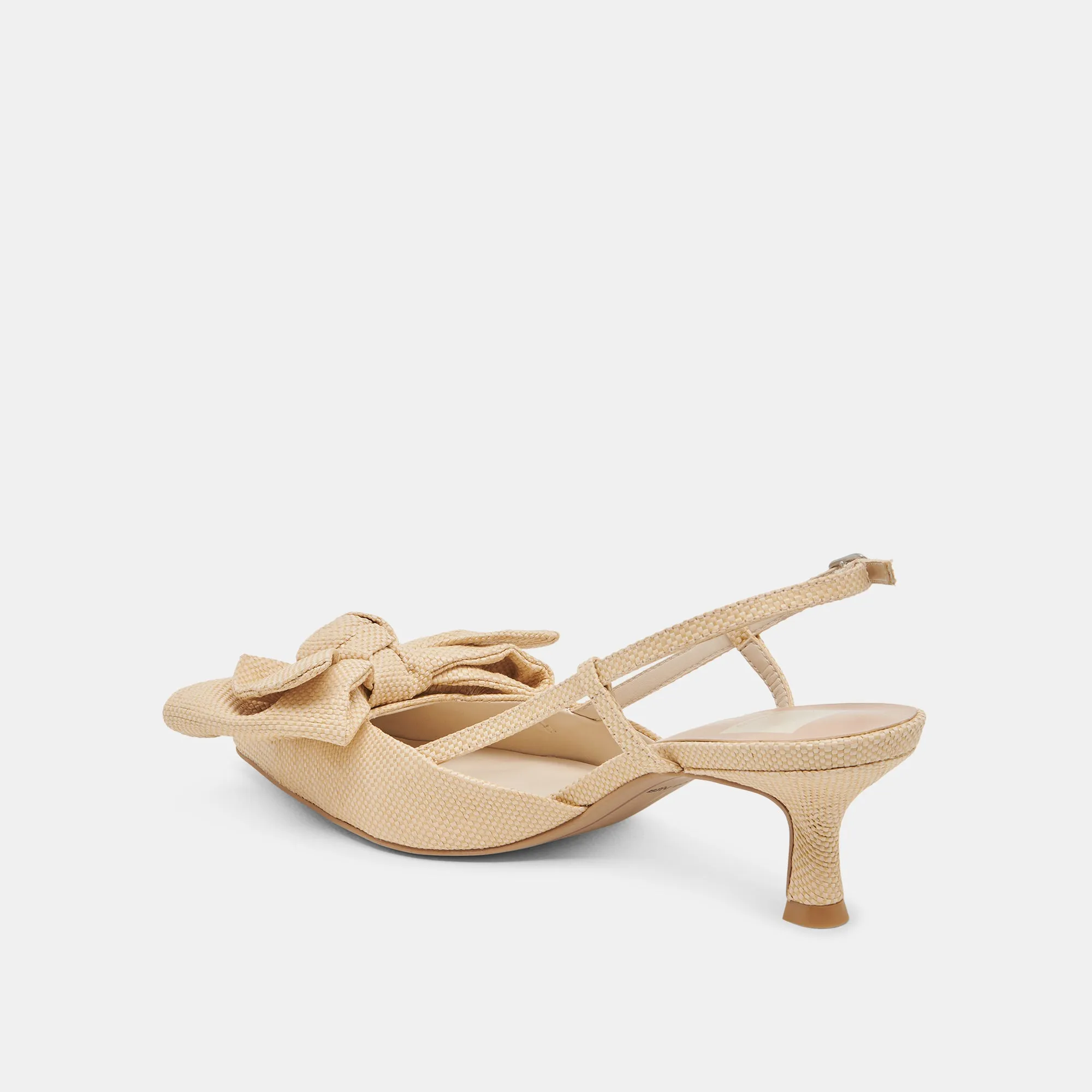 Heeled Evening Sandals Anti Fatigue ODELA BOW HEELS NATURAL WOVEN RAFFIA
