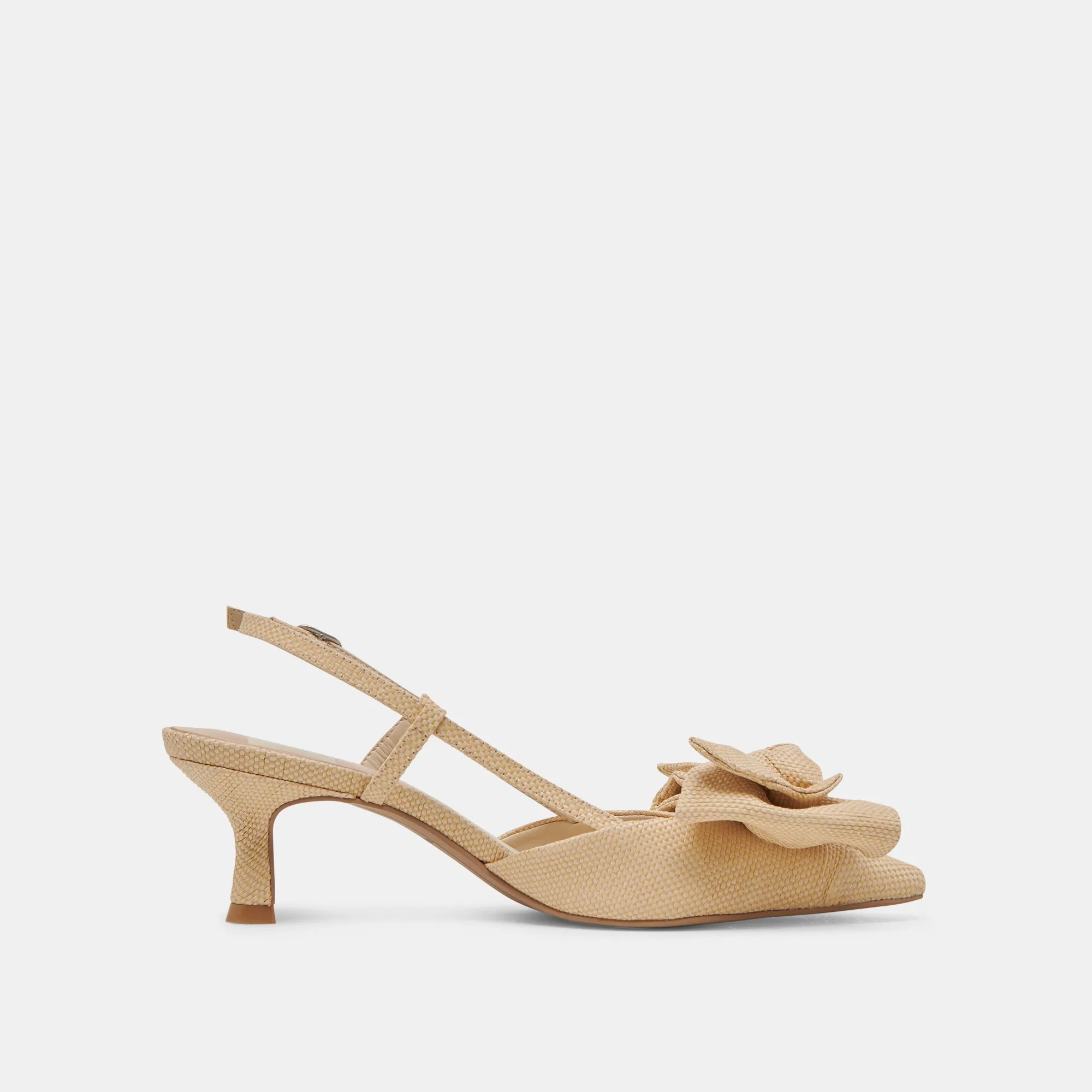 Comfortable Straps ODELA BOW HEELS NATURAL WOVEN RAFFIA