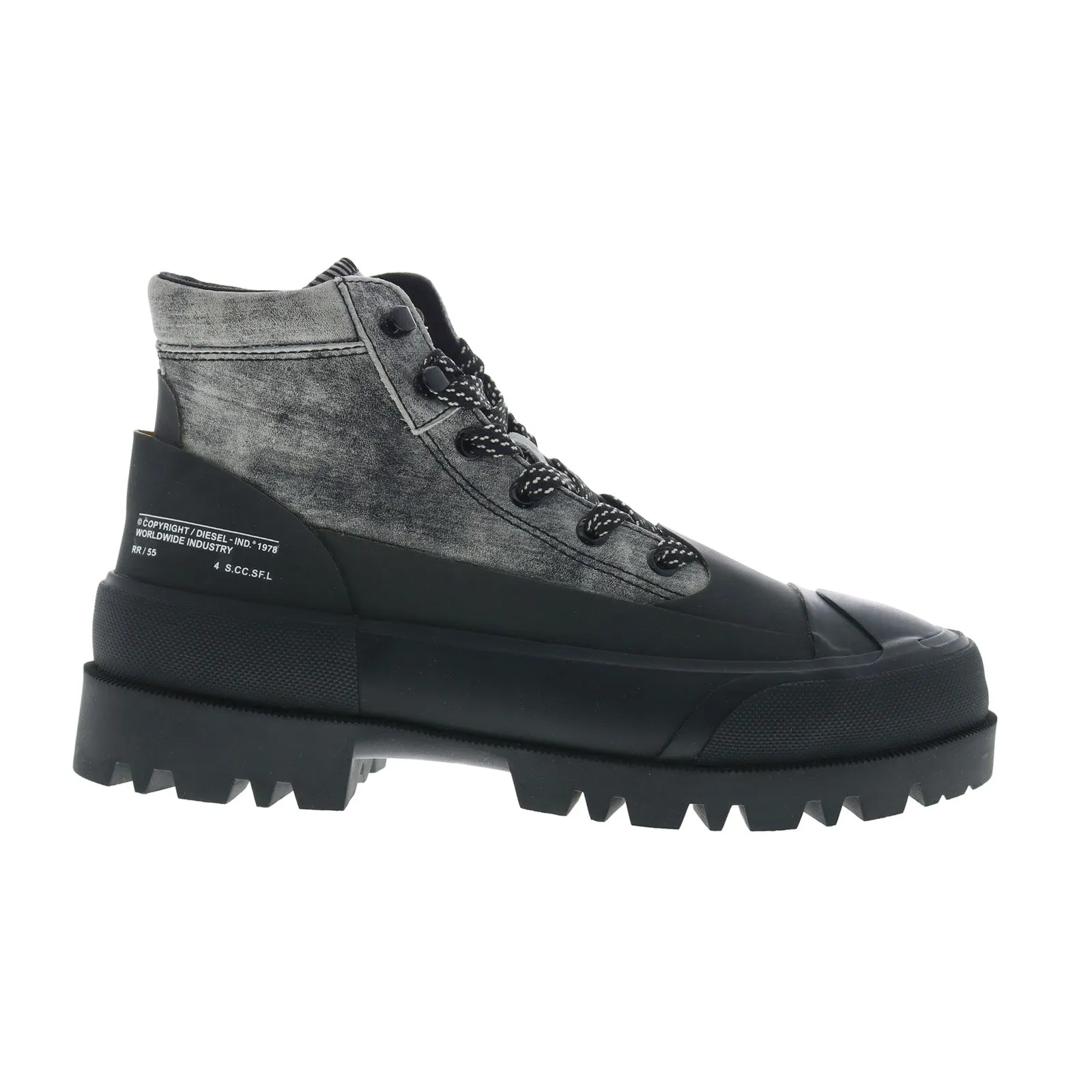 Diesel D-Hiko BT X Y03053-PR080-H9834 Mens Black Leather Ankle Boots Cushion Zone Impact Guard