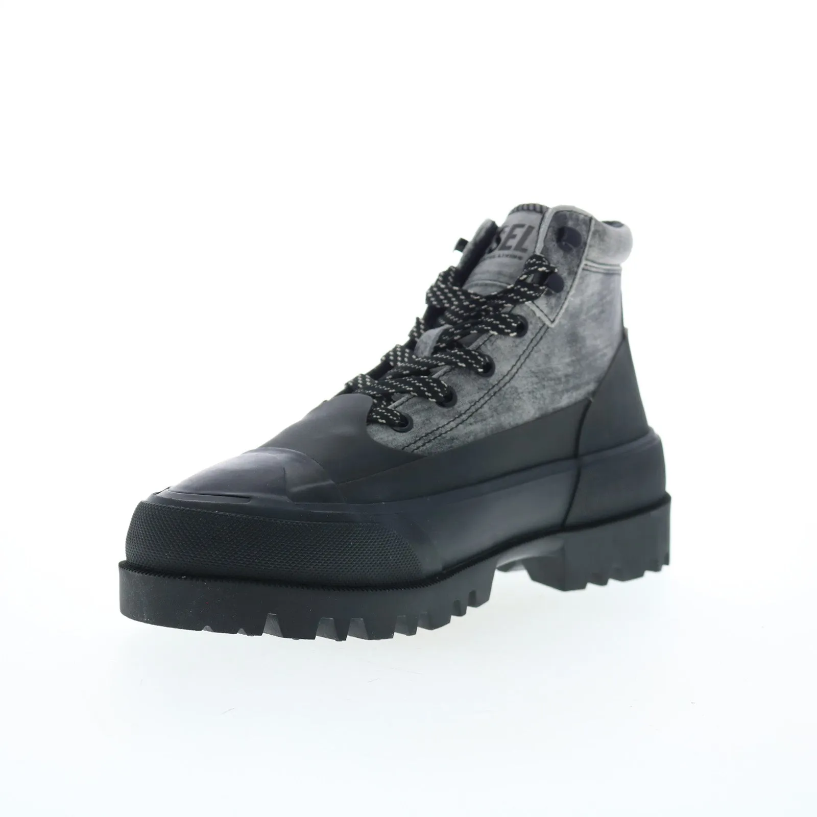 Rubber Outsole Subtle Finish Diesel D-Hiko BT X Y03053-PR080-H9834 Mens Black Leather Ankle Boots