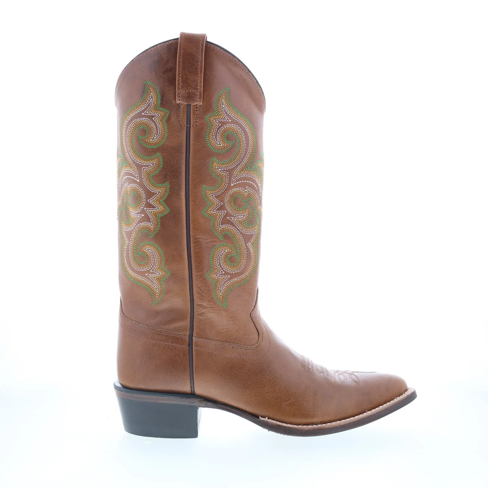 Comfortable interior Jama Old West 5509 Mens Brown Leather Slip On Cowboy Western Boots