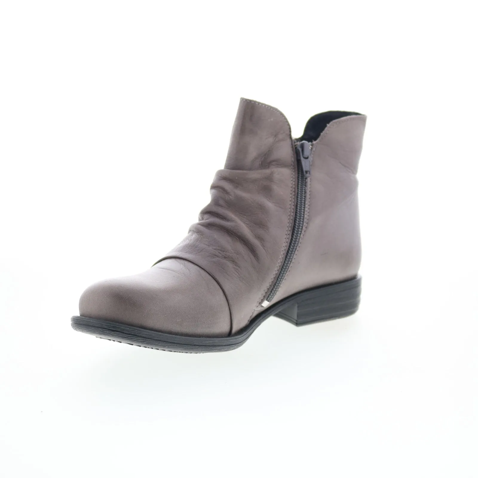 Military Style Rough Trail Miz Mooz Logic-EU Womens Gray Leather Zipper Ankle & Booties Boots