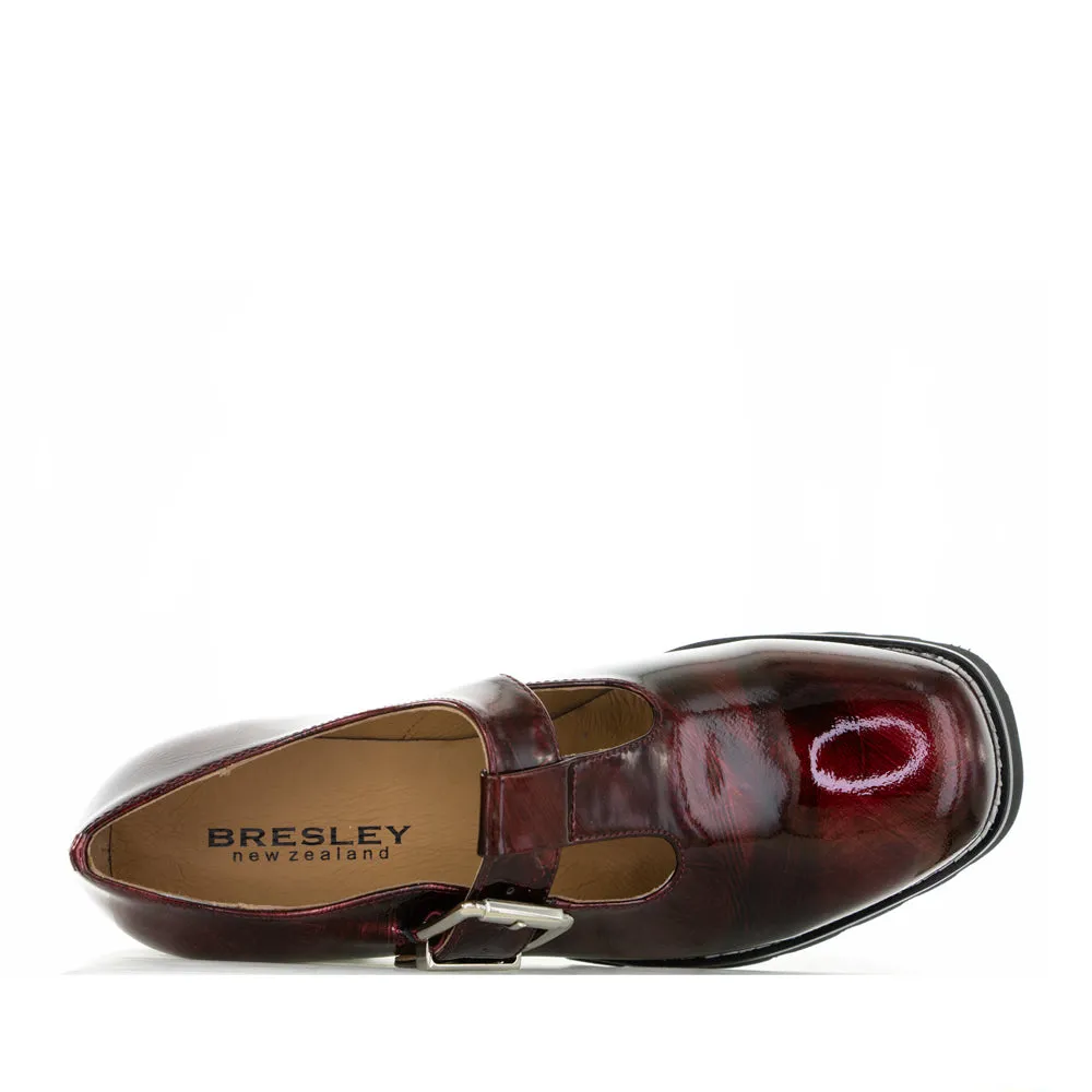 BRESLEY DERRY CLARET PATENT Comfortable Platform Heels