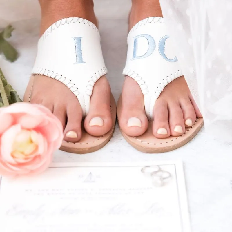 Embroidered "I DO" Sandal Muscle Aid Dry Base