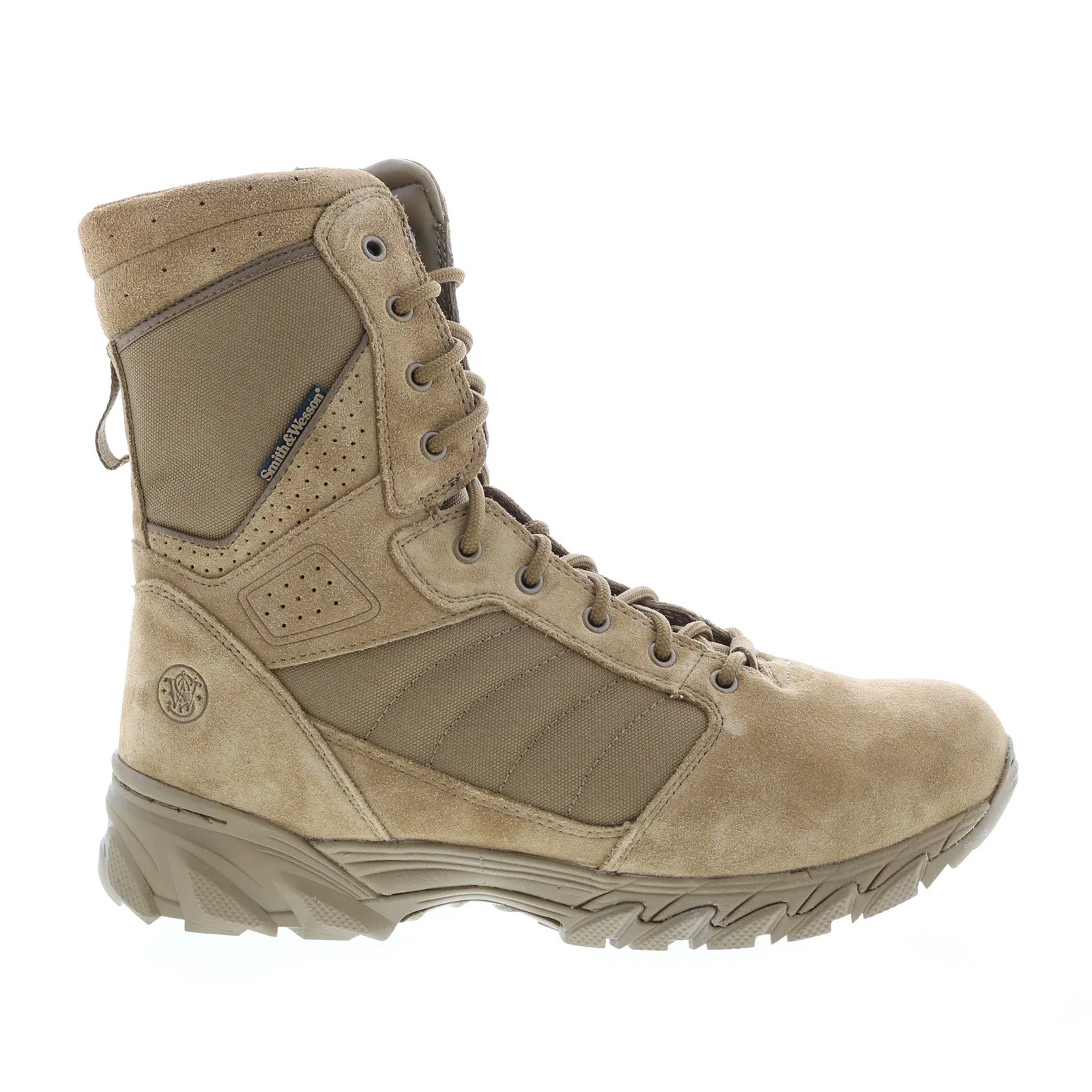 Soft Support Minimal Silhouette Smith & Wesson Breach 2.0 8" Side Zip 810203 Mens Brown Suede Tactical Boots