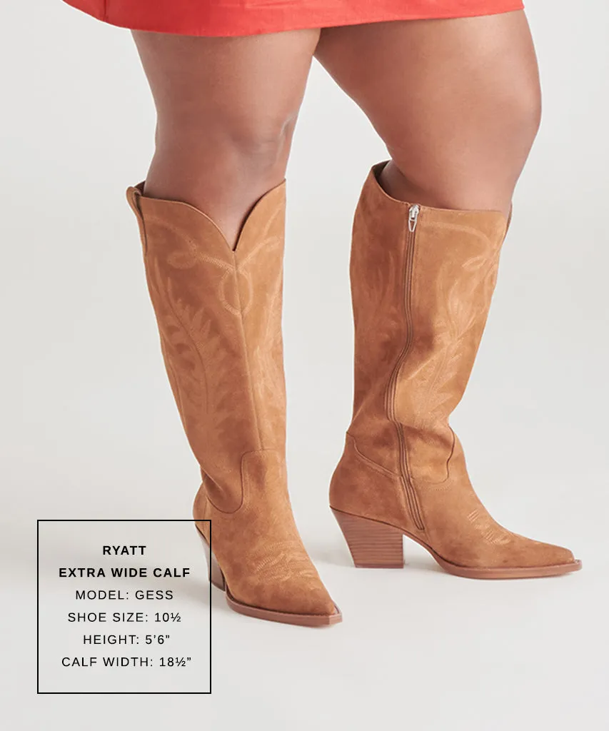 RYATT EXTRA WIDE CALF BOOTS PECAN SUEDE ground grip Smart Style