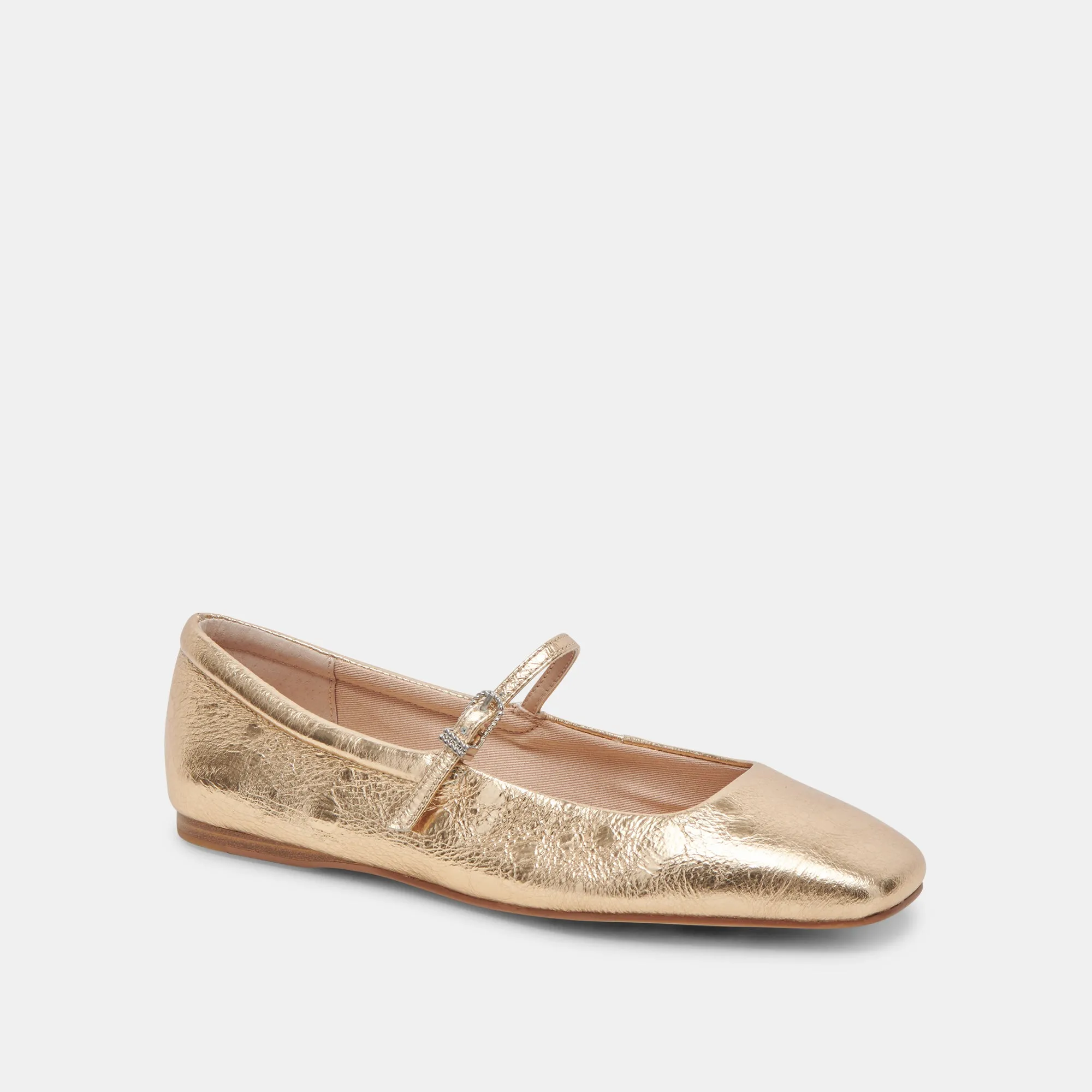 REYES WIDE BALLET FLATS GOLD DISTRESSED LEATHER Park Picnic Mesh Layer