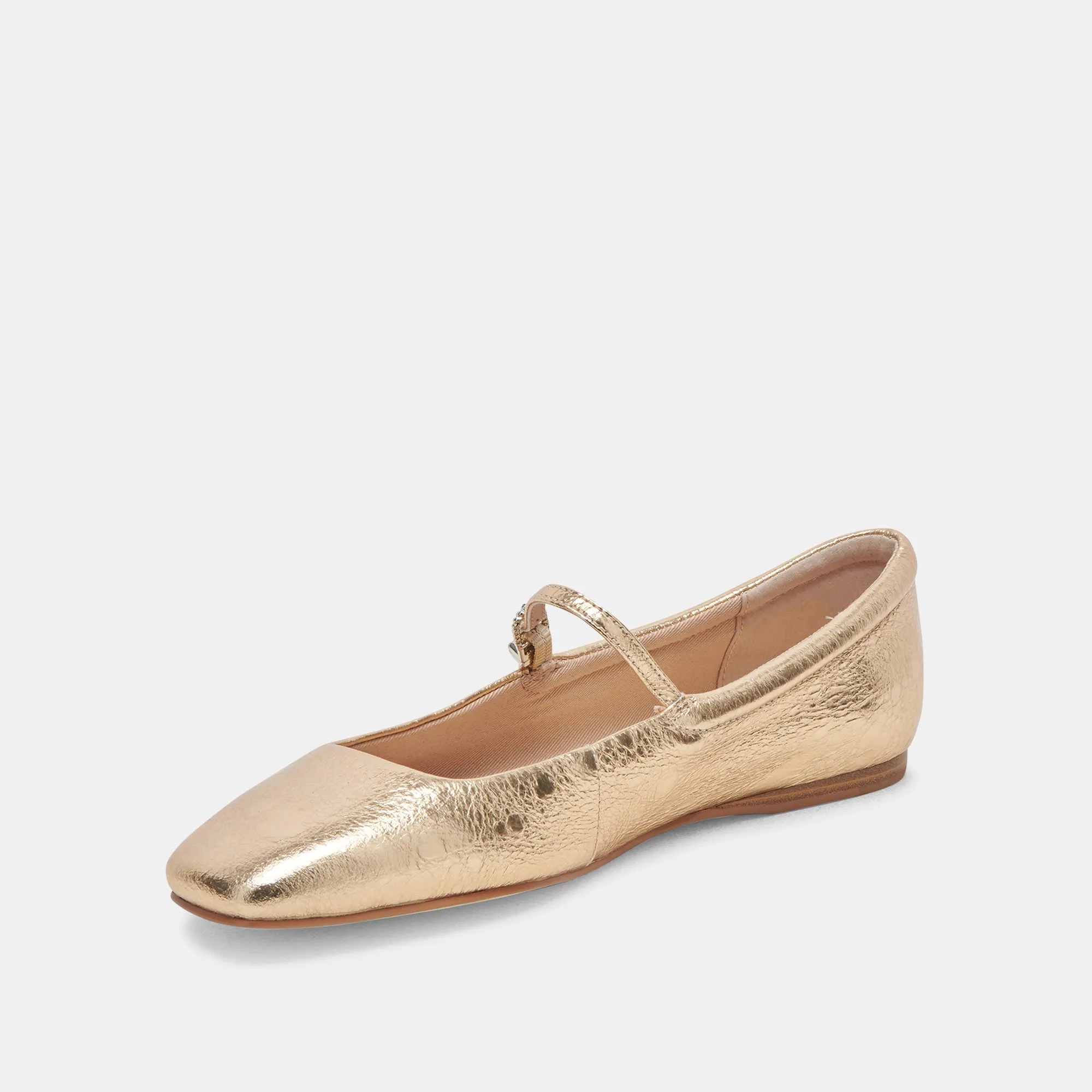 Workday Approved Shoes REYES WIDE BALLET FLATS GOLD DISTRESSED LEATHER