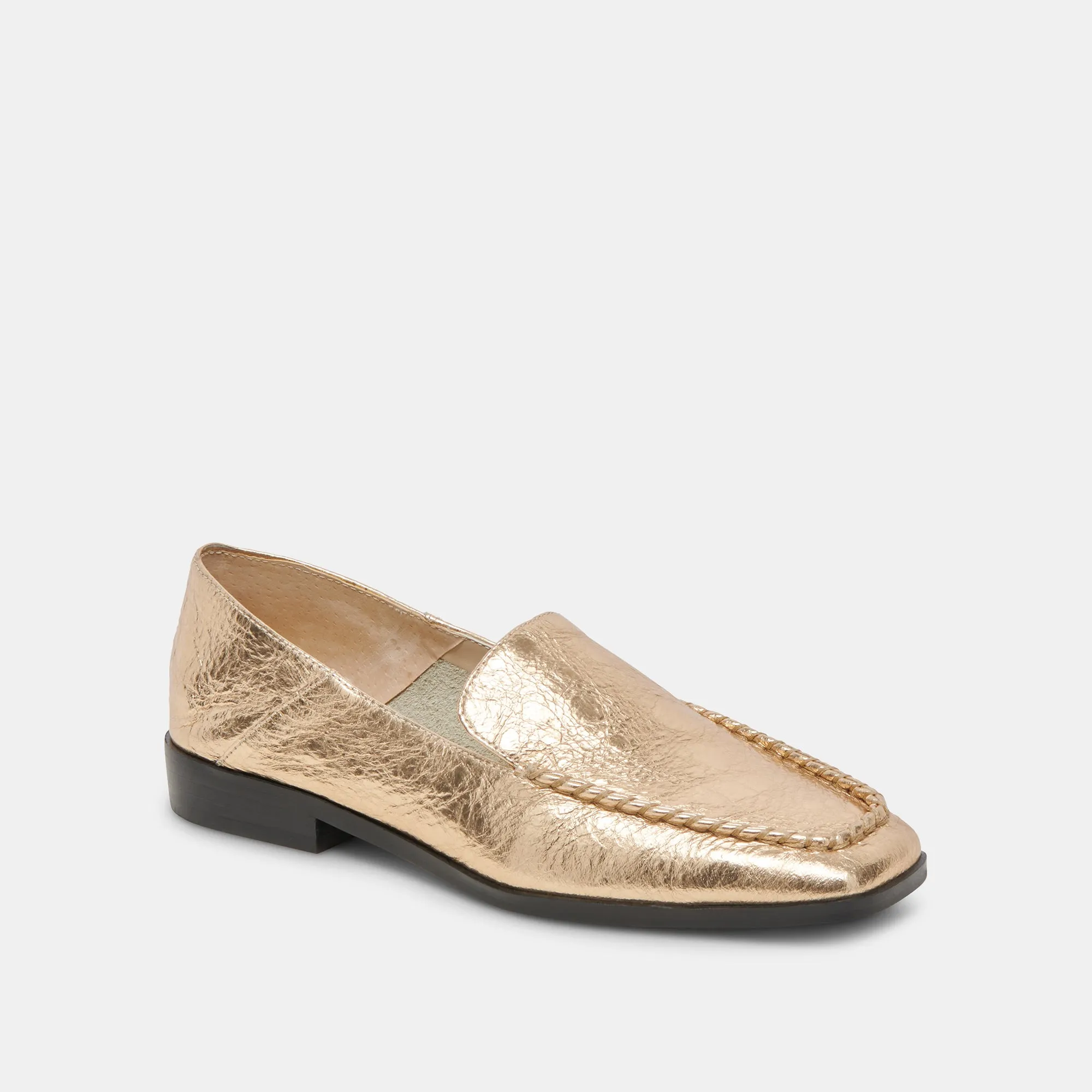 BENY FLATS GOLD DISTRESSED LEATHER Kind Walk Zip Fast