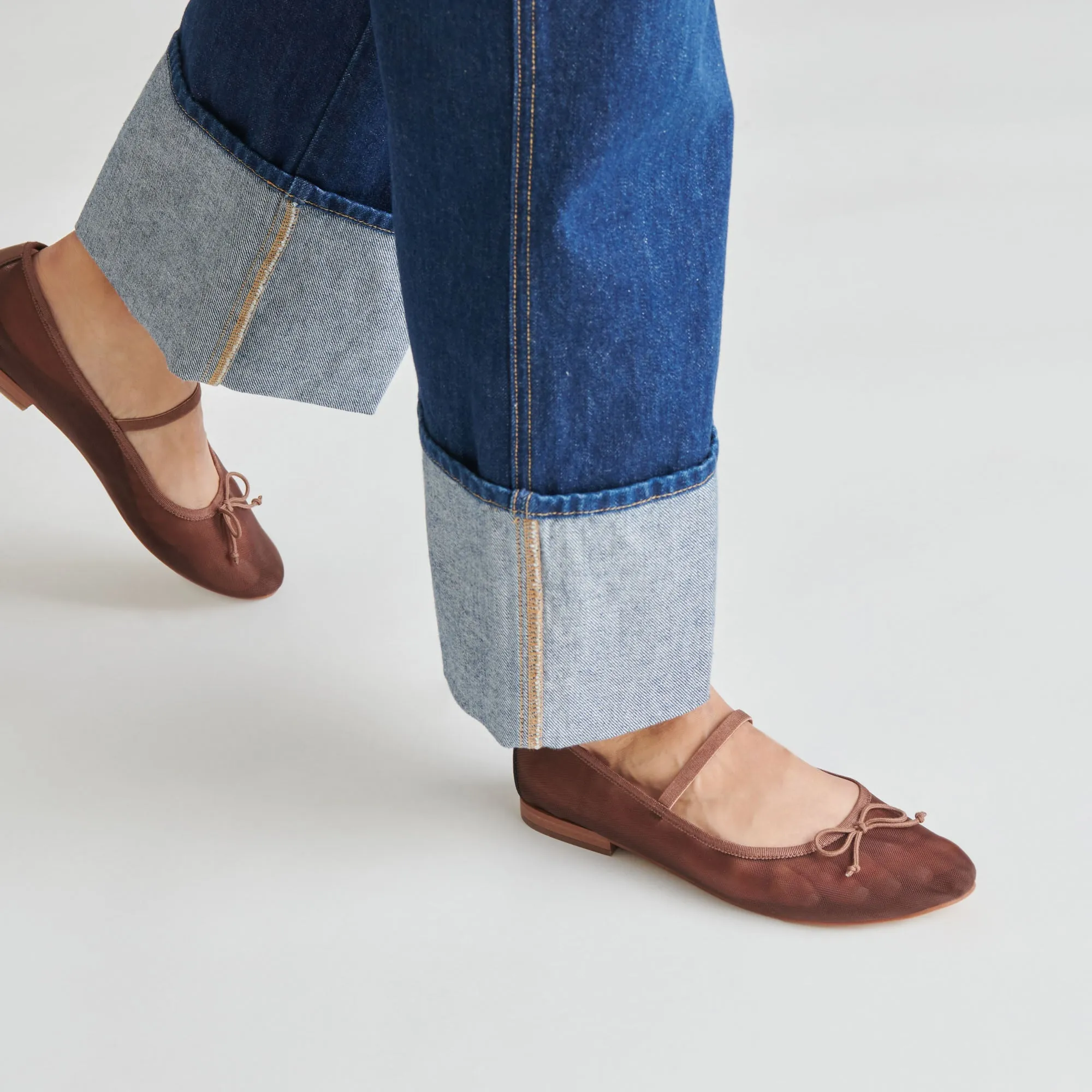 Soft Leather CADEL BALLET FLATS ESPRESSO MESH