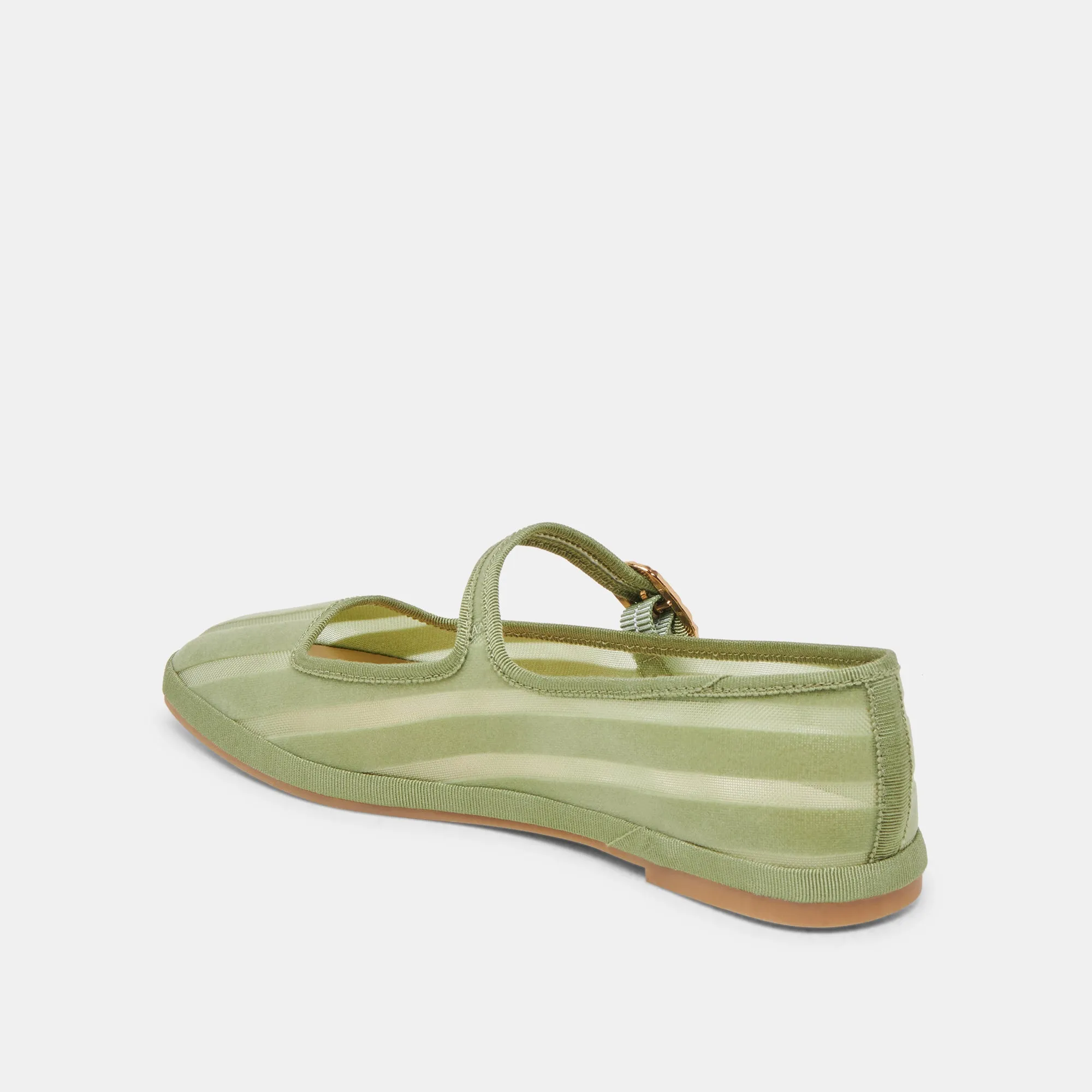 TAMEKA BALLET FLATS JADE STRIPE MESH Metal Buckle