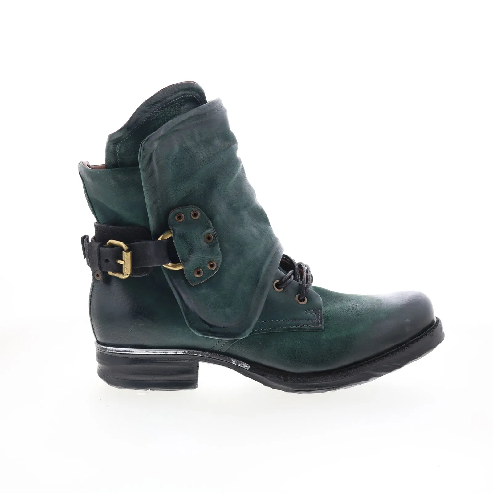 A.S. 98 Simon 717204-1201-0001 Womens Green Leather Ankle & Booties Boots Clean Silhouette Comfort Straps