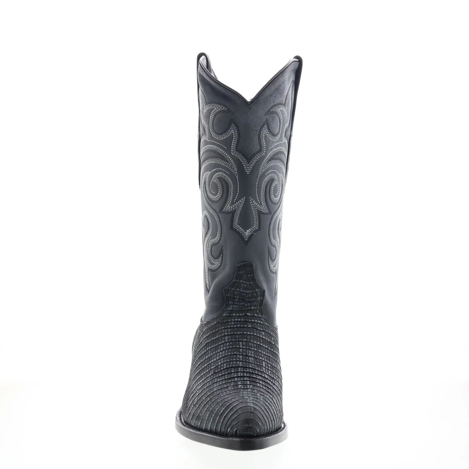 Support Foot Los Altos J-Toe Teju Lizard 990774 Mens Black Wide Cowboy Western Boots