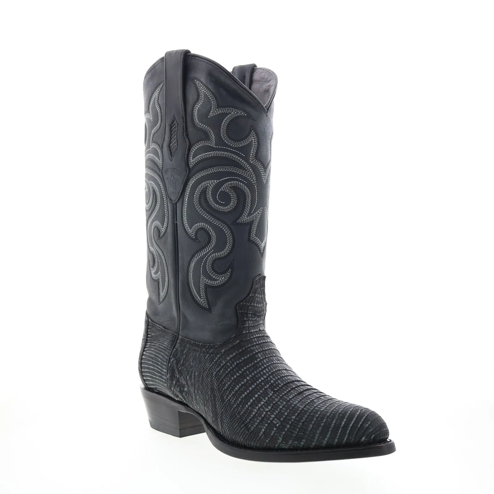 Sporty Design buckle Los Altos J-Toe Teju Lizard 990774 Mens Black Wide Cowboy Western Boots