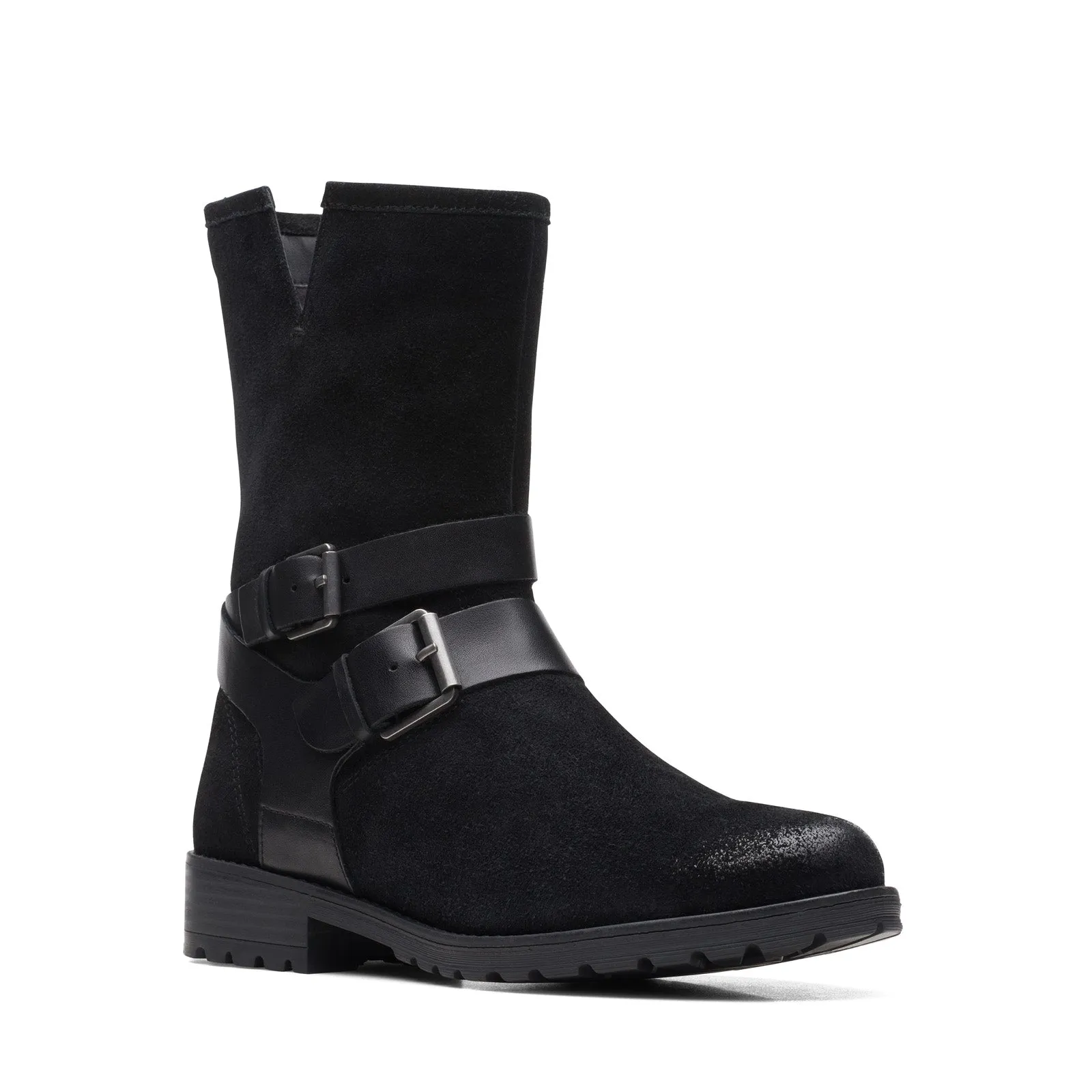 Clarks Clarkwell Mid 26168590 Womens Black Suede Zipper Casual Dress Boots Breathable Upper