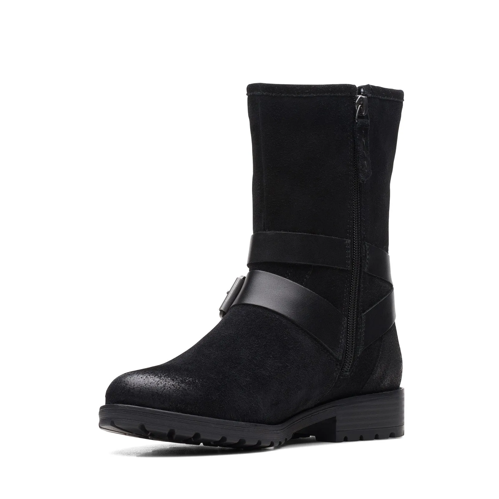 Clarks Clarkwell Mid 26168590 Womens Black Suede Zipper Casual Dress Boots Durable Construction