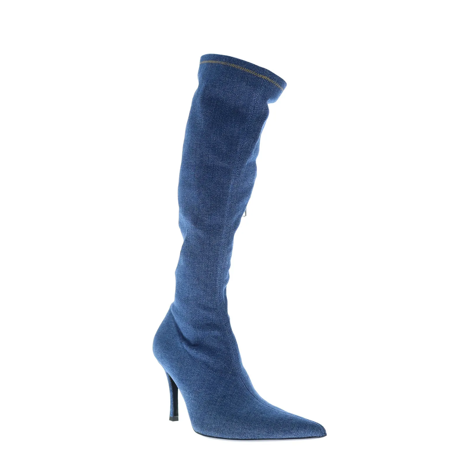 Diesel D-Venus KBT Y02996-P4734-T6019 Womens Blue Canvas Knee High Boots slim fit Rough texture