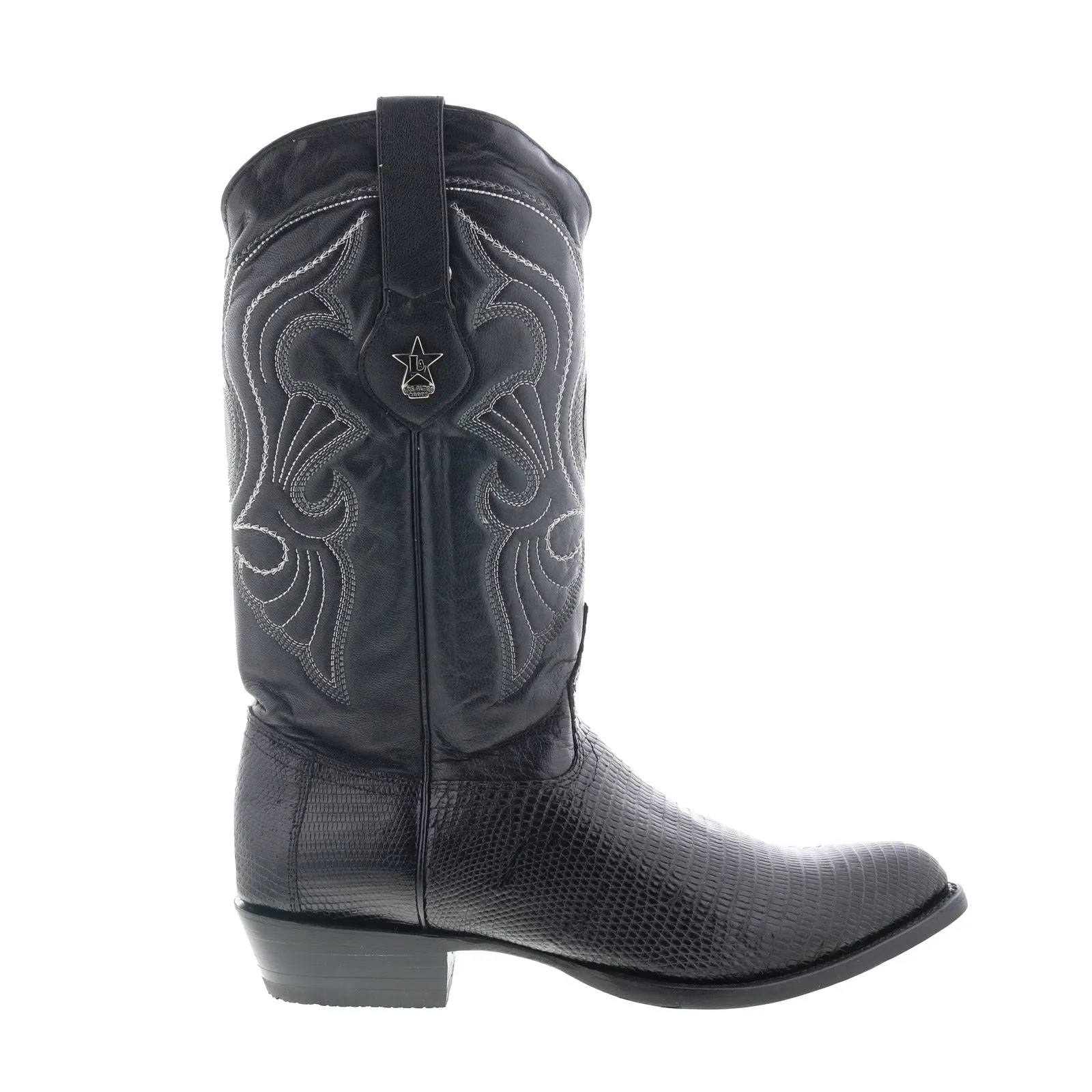 Los Altos J-Toe Ring Lizard 990605 Mens Black Wide Cowboy Western Boots Dust proof